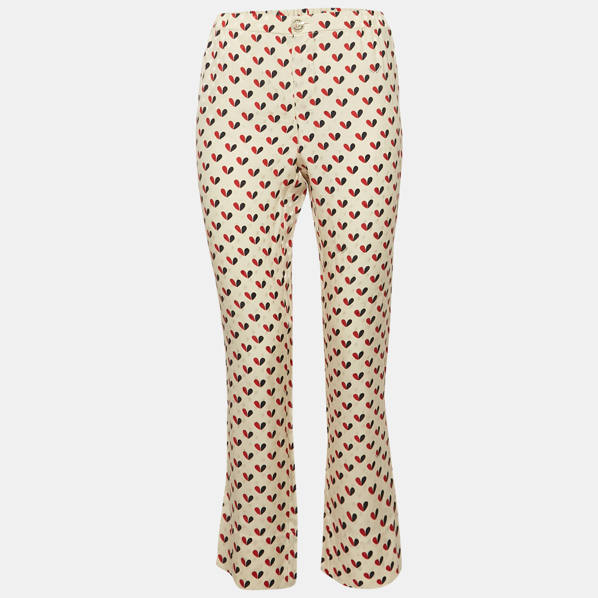 

Louis Vuitton Cream Printed Satin Pants S