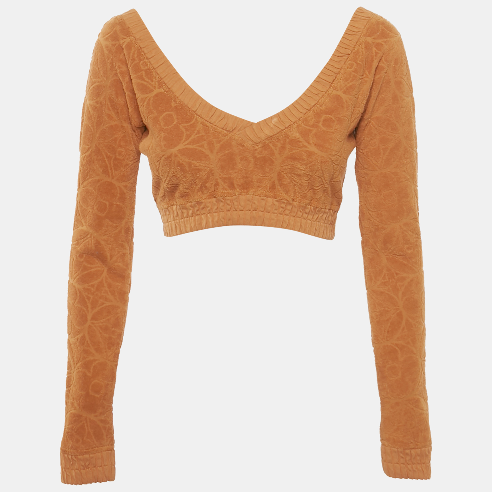 Louis Vuitton Orange Monogram Flower Towelling Crop Top S