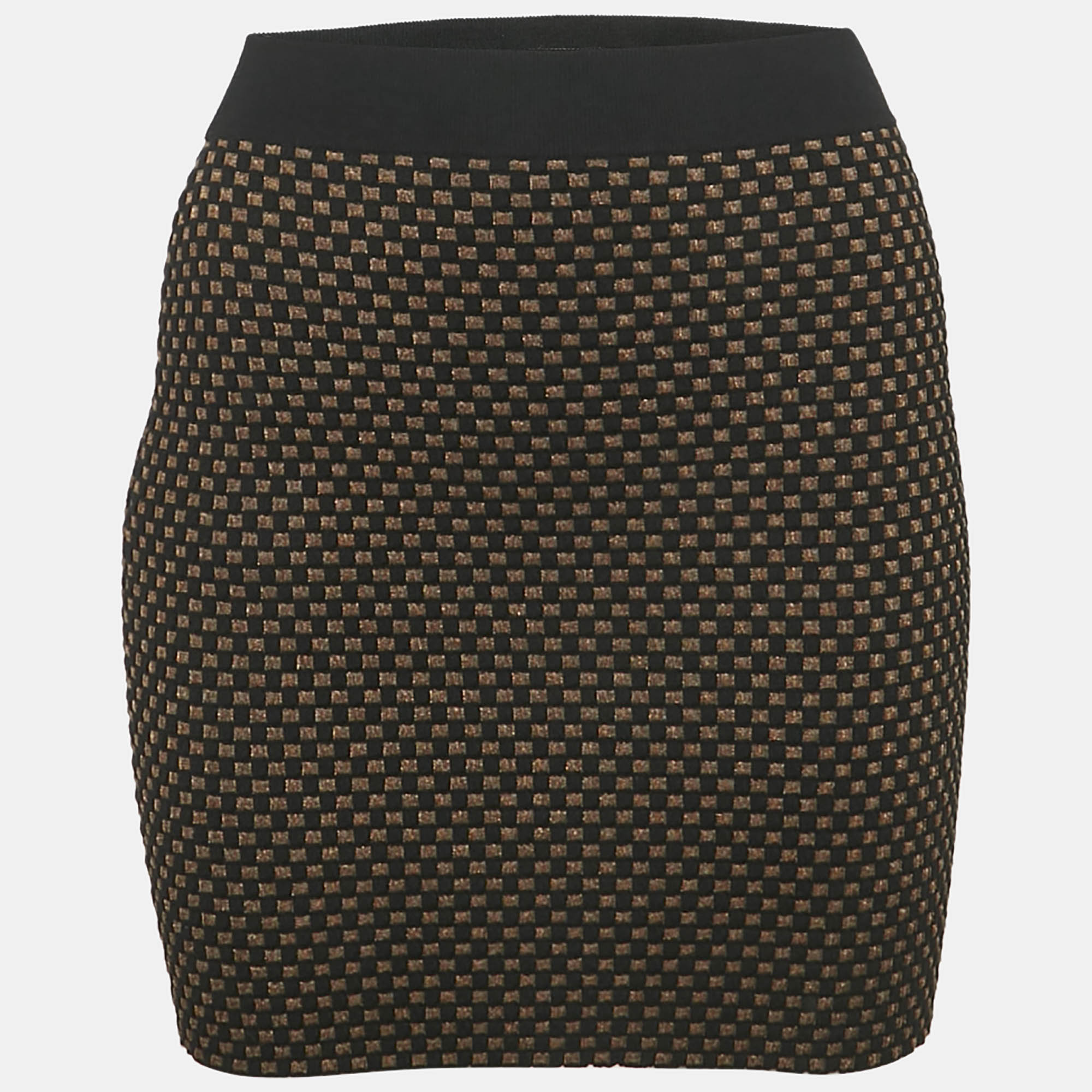 

Louis Vuitton Black Check Lurex Knit Mini Skirt XS, Brown