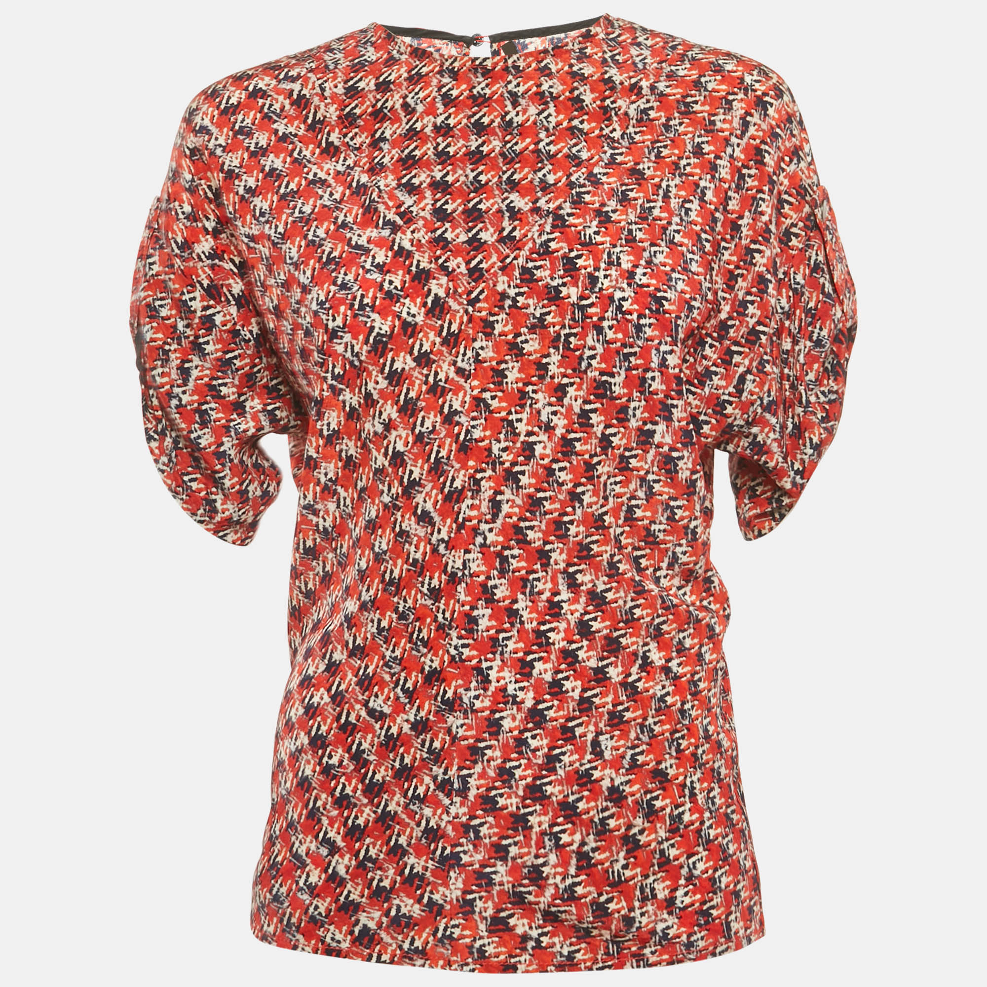 

Louis Vuitton Red Abstract Print Silk Top S