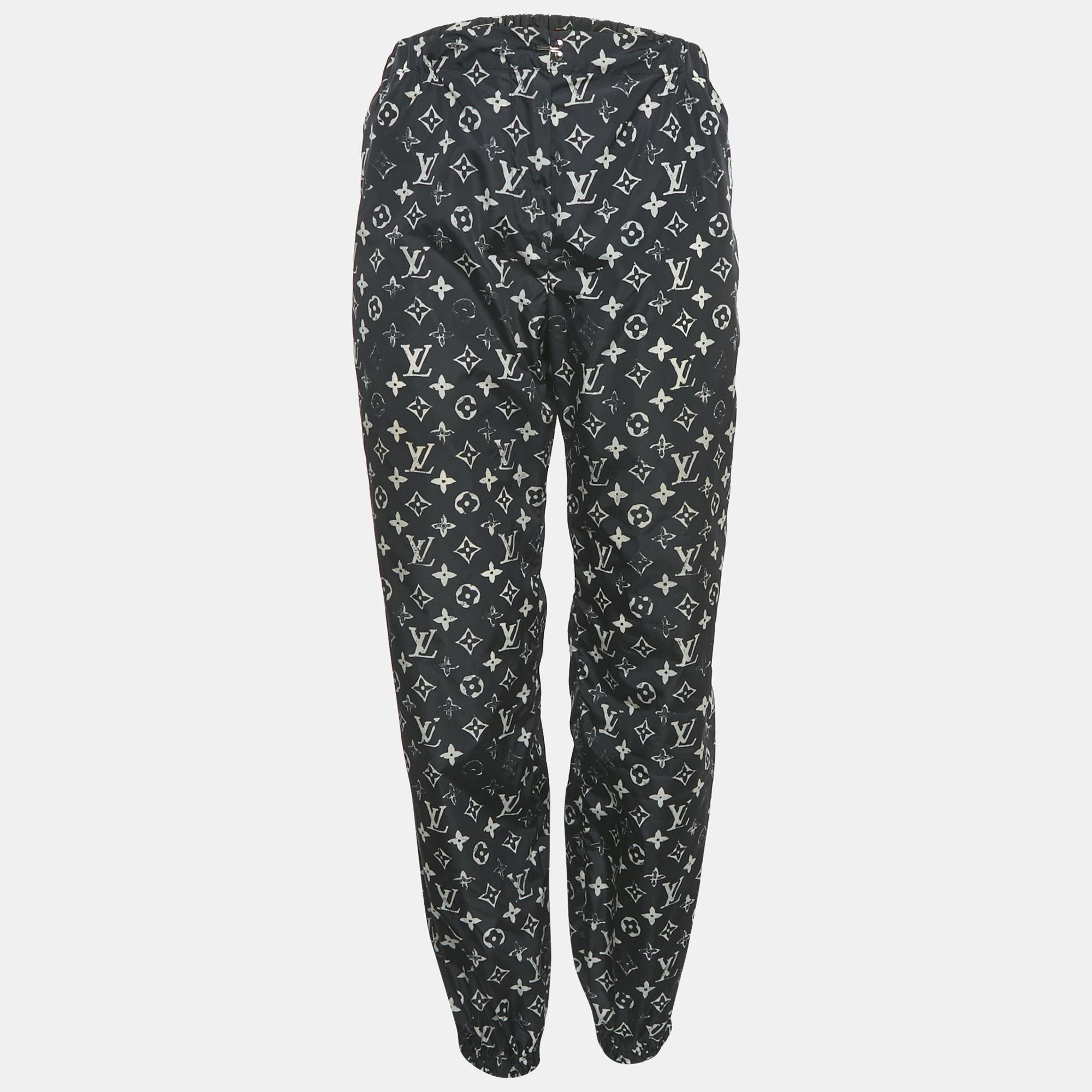 

Louis Vuitton Black Monogram Print Nylon Jogging Pants M