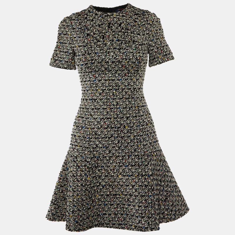 

Louis Vuitton Monochrome Embellished Tweed Mini Dress S, Black