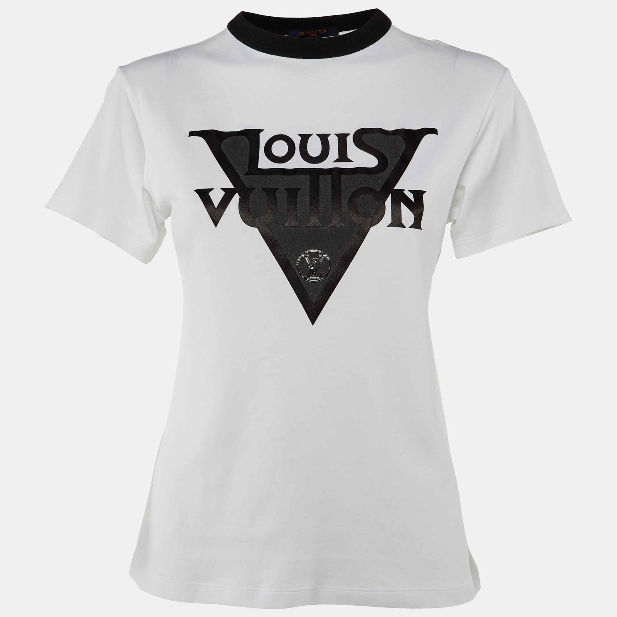 

Louis Vuitton White Logo Print Cotton Crew Neck T-Shirt S