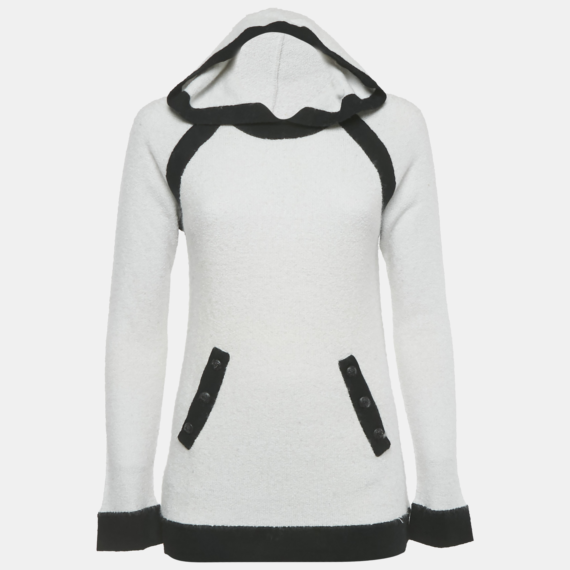 Louis Vuitton White Knit Long Sleeve Hoodie M