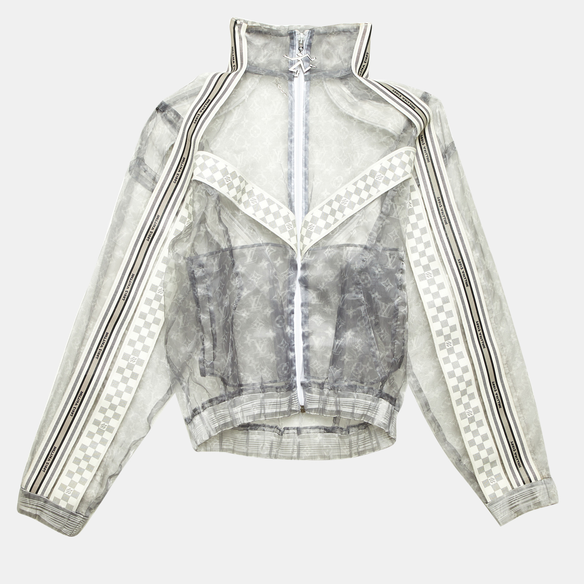 

Louis Vuitton Grey Monogram Organza Zip Up Jacket S