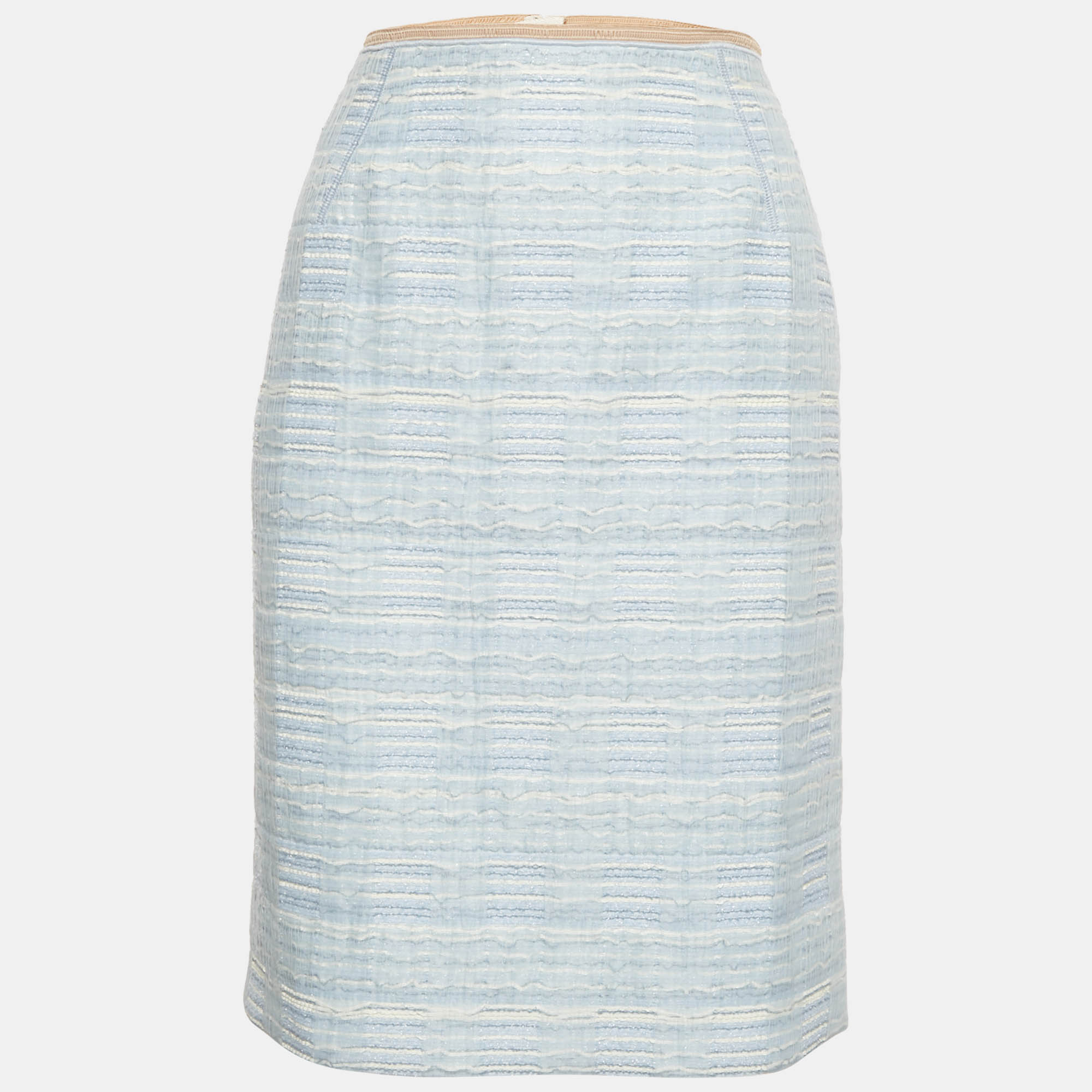 

Louis Vuitton Blue Lurex Tweed Pencil Skirt M