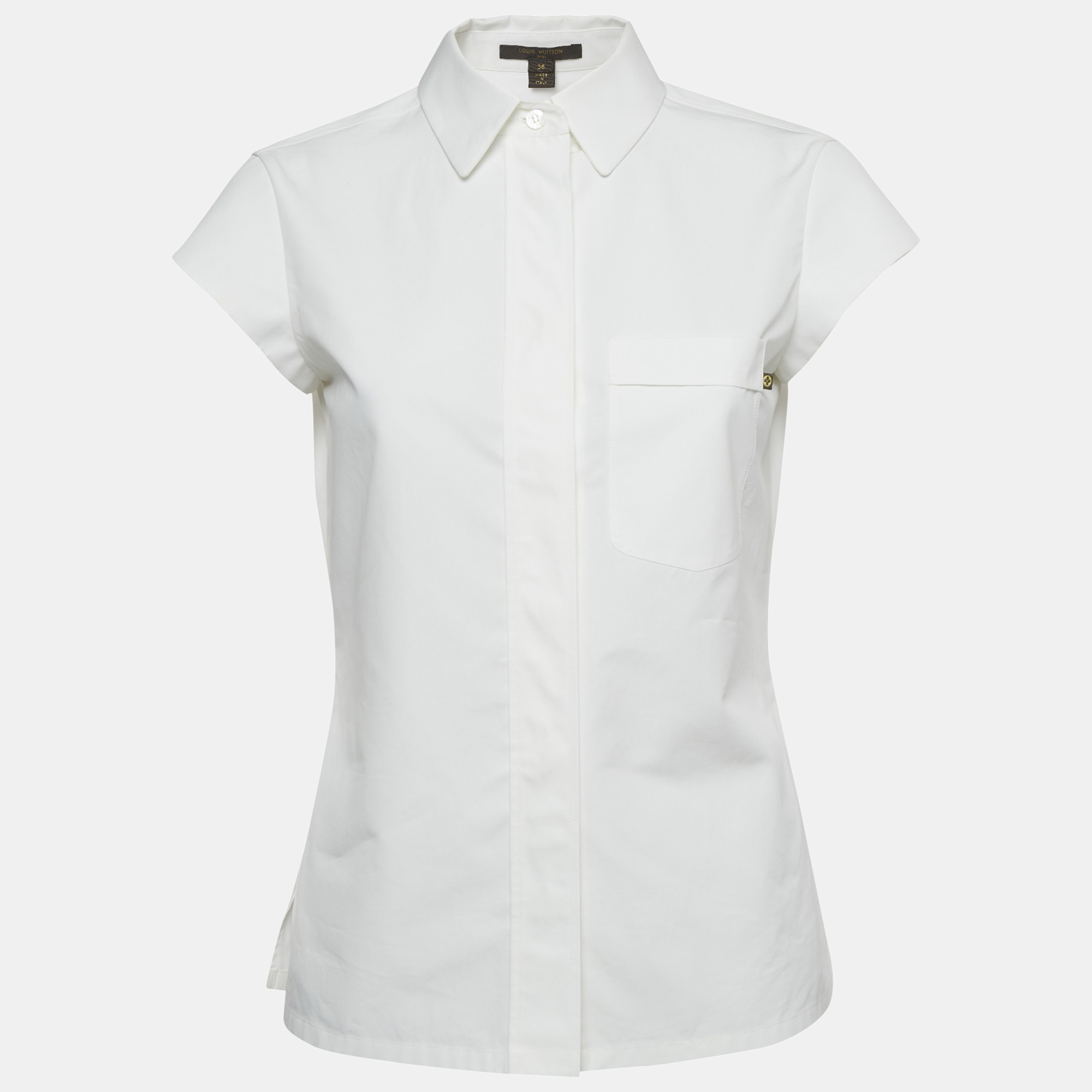 

Louis Vuitton White Cotton Cap Sleeve Shirt S