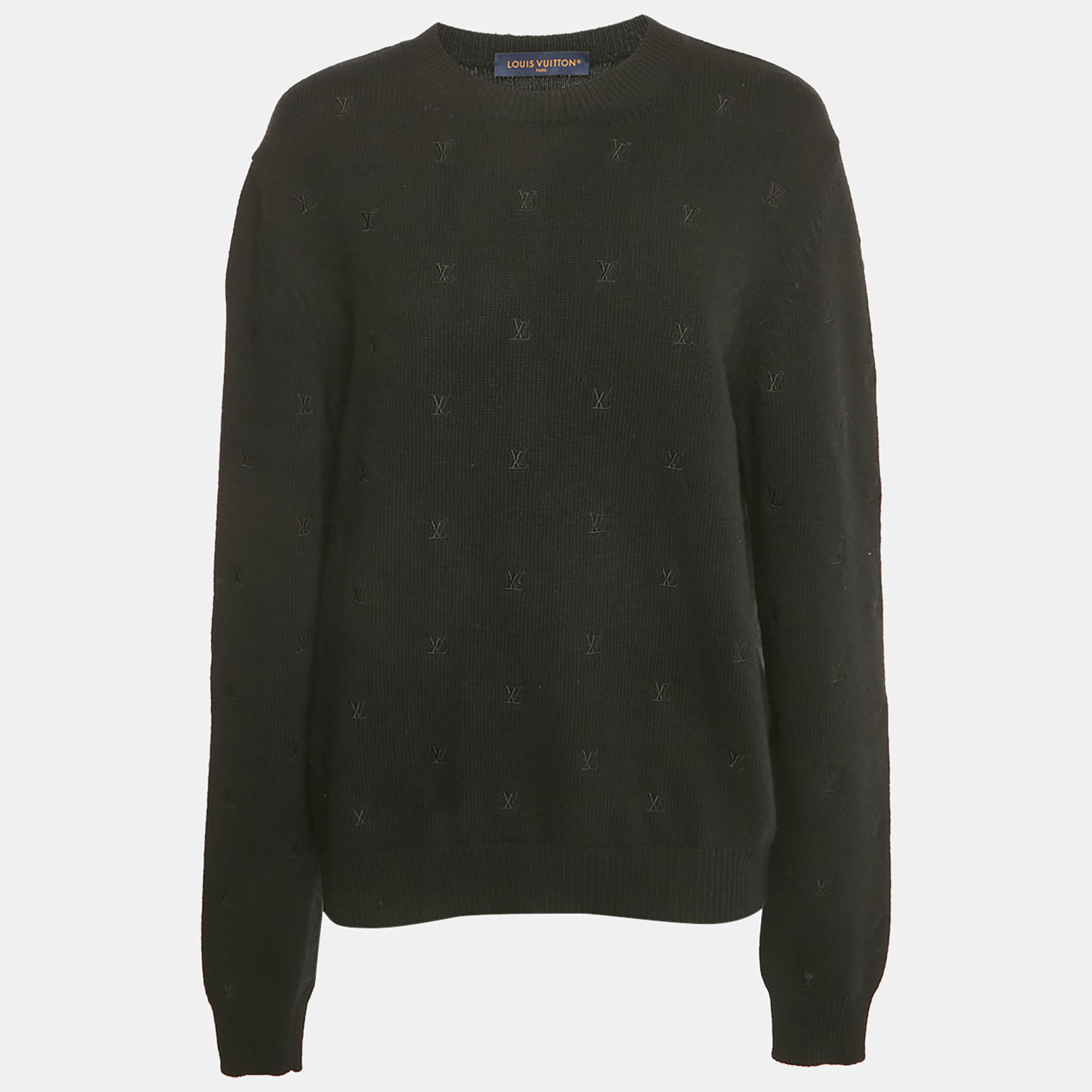 

Louis Vuitton Black Monogram Wool Knit Marque L'Vuitton Sweater M