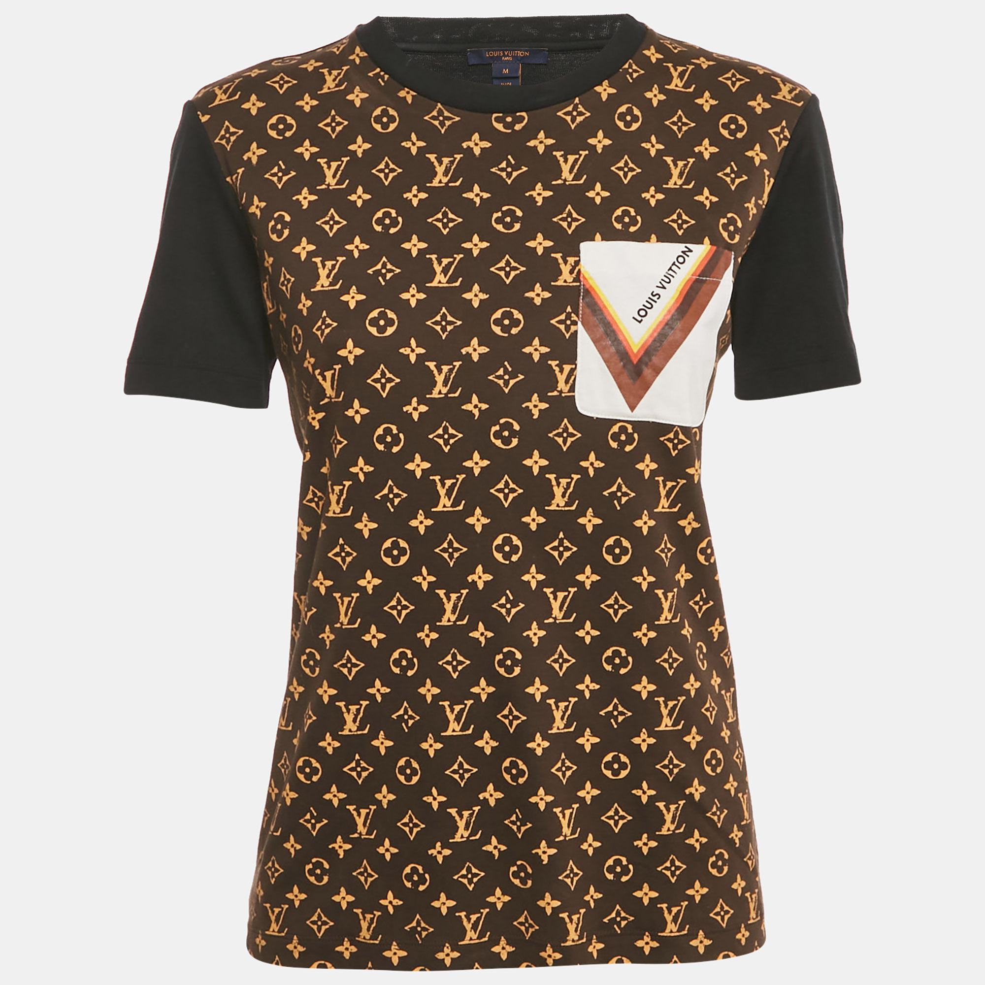 

Louis Vuitton Brown/Black Monogram Print Jersey T-Shirt M, White
