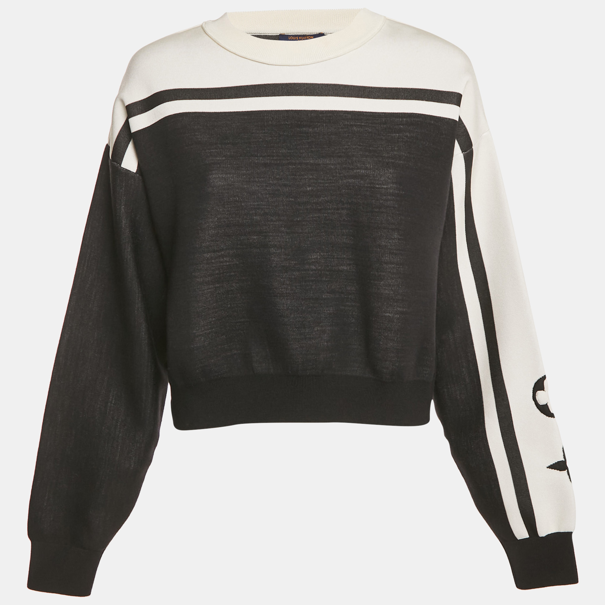 

Louis Vuitton Black Knit Logo Detail Cropped Sweater M