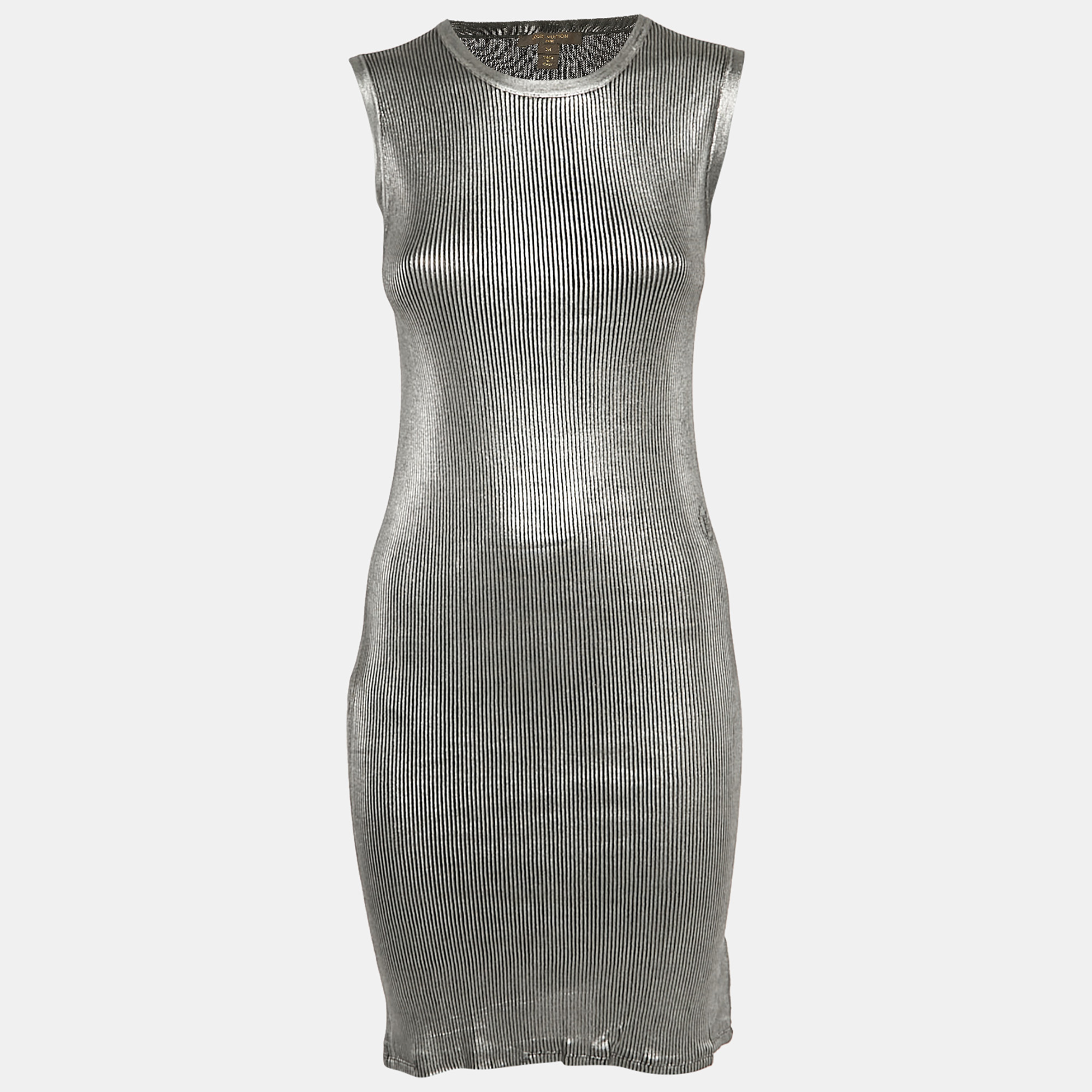 

Louis Vuitton Silver Rib Knit Sleeveless Midi Dress M