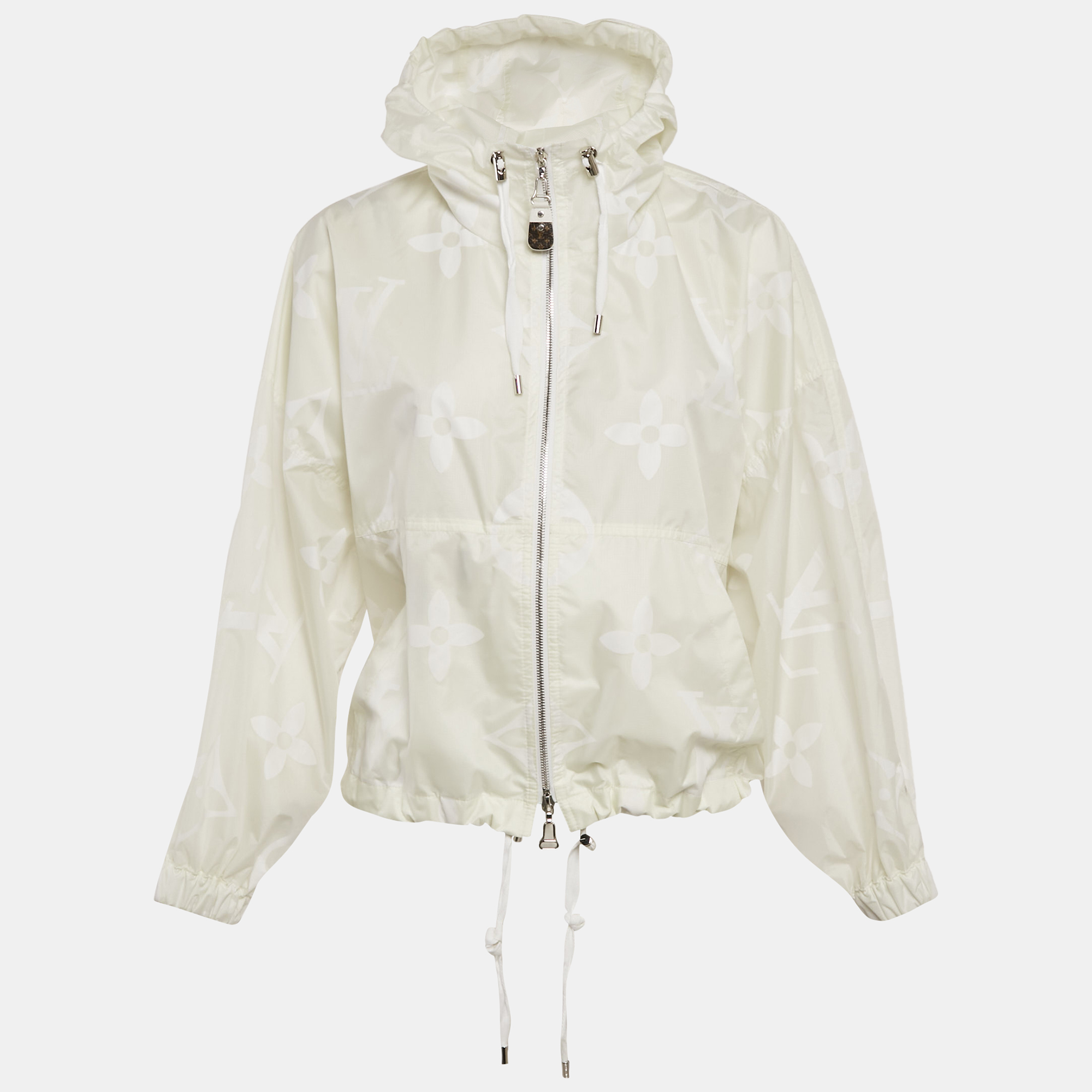 Pre-owned Louis Vuitton Off -white Monogram Synthetic Blouson Jacket S