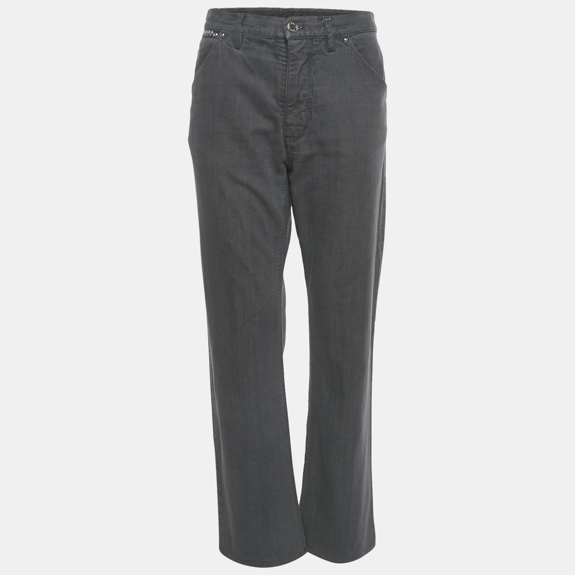 Pre-owned Louis Vuitton Grey Denim Straight Leg Jeans L/waist 32" In Gray