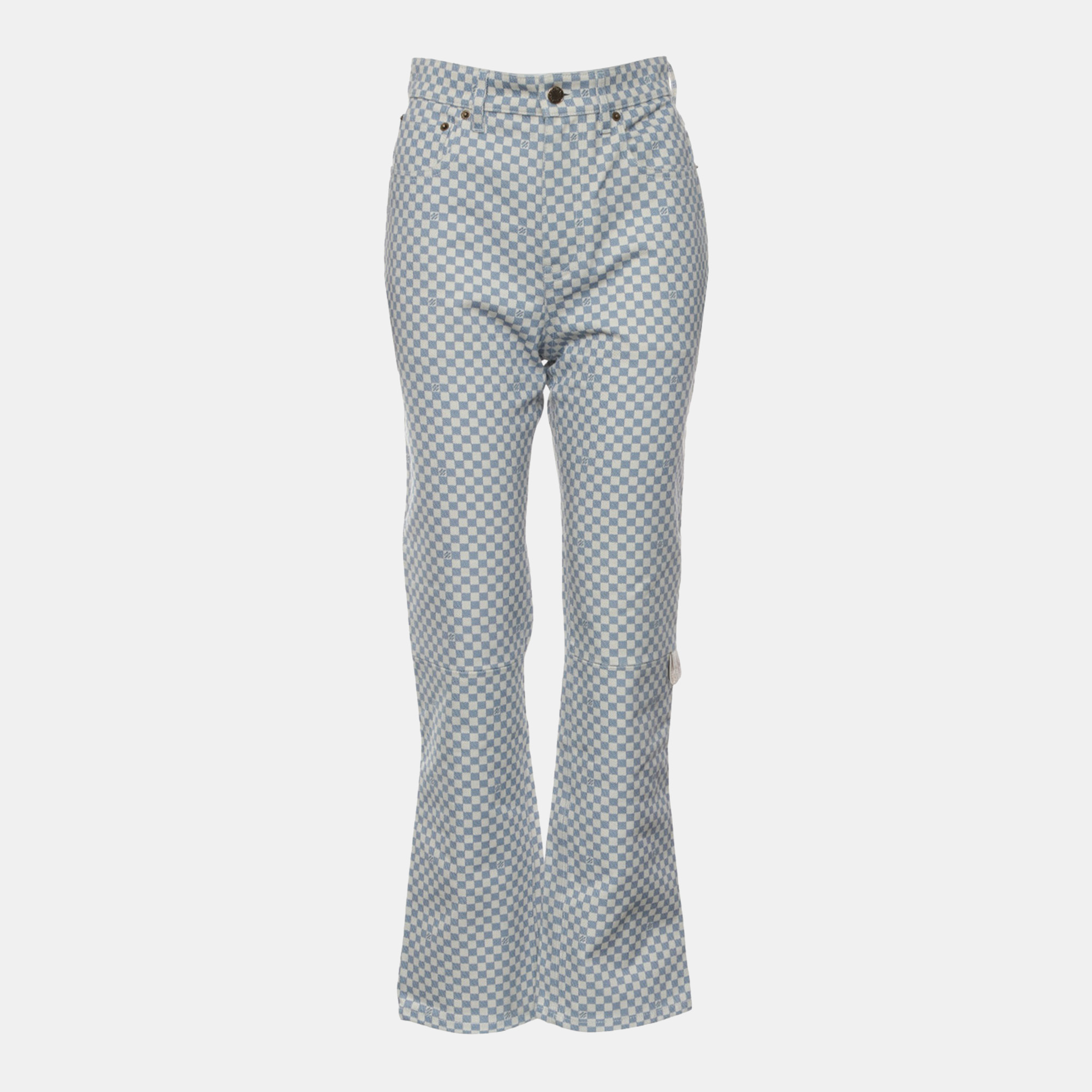 

Louis Vuitton Plaid Denim Pants, Blue