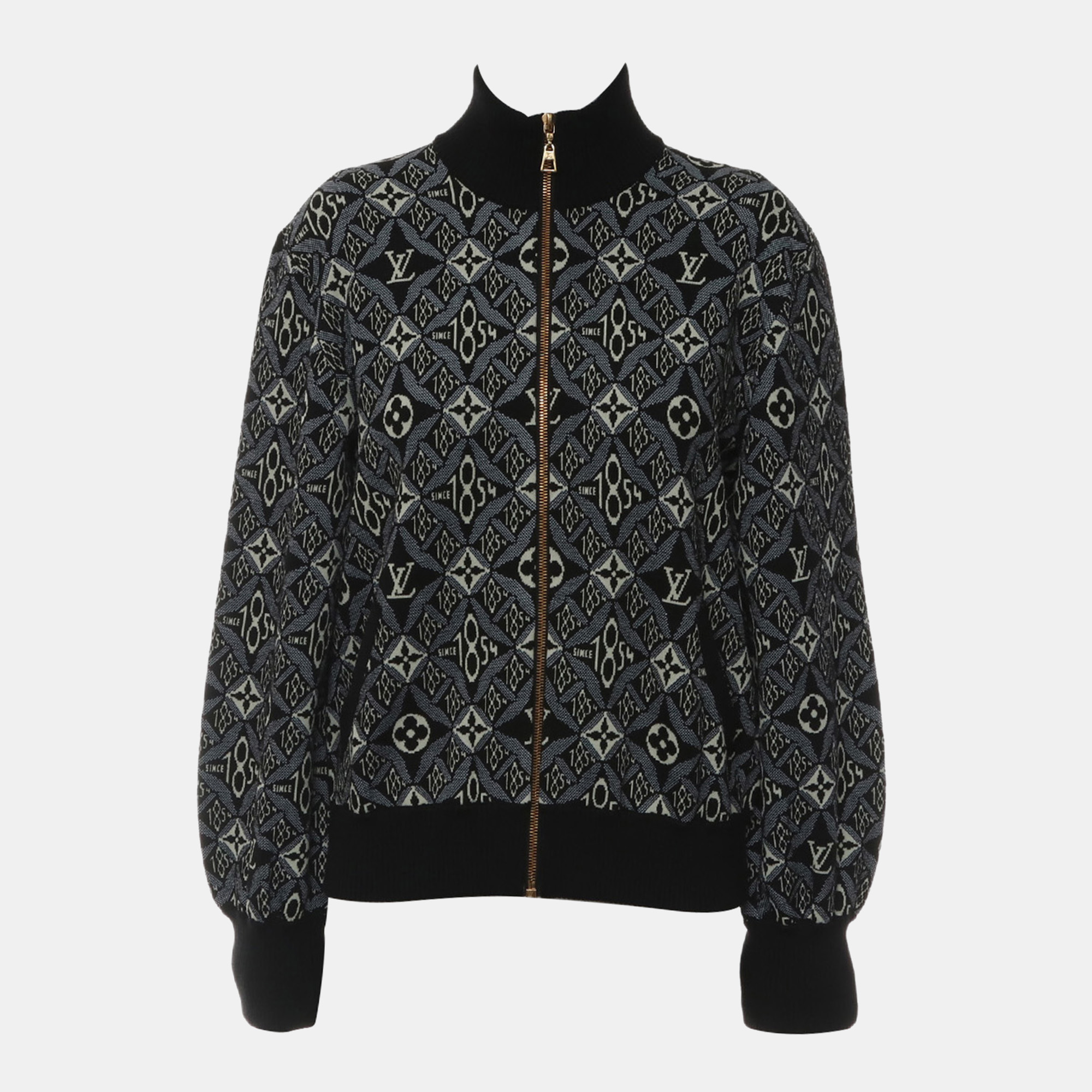 Pre-owned Louis Vuitton Since 1854 Monogram Knit Bomber Jacket In Black