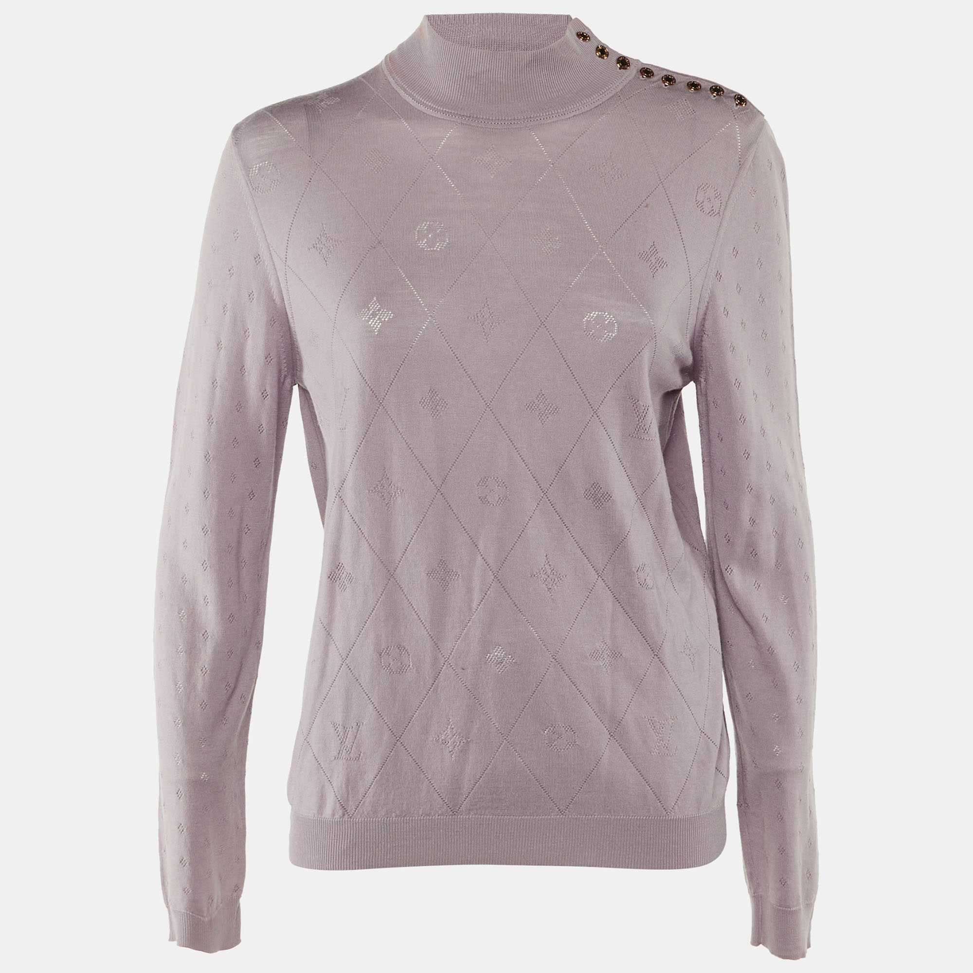 

Louis Vuitton Mauve Purple Monogram Pattern Wool Sweater L