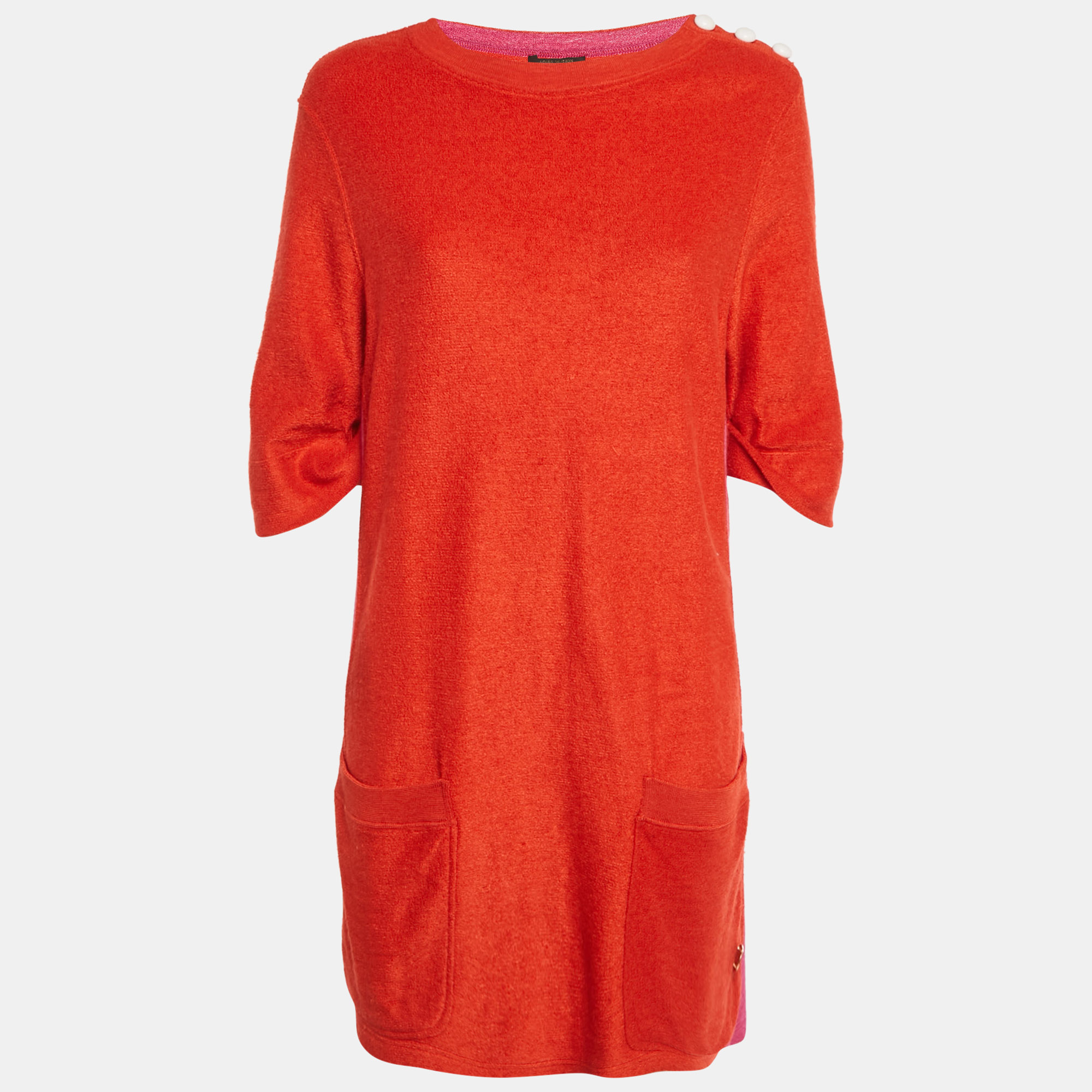Pre-owned Louis Vuitton Red/purple Terry & Knit Mini Dress M