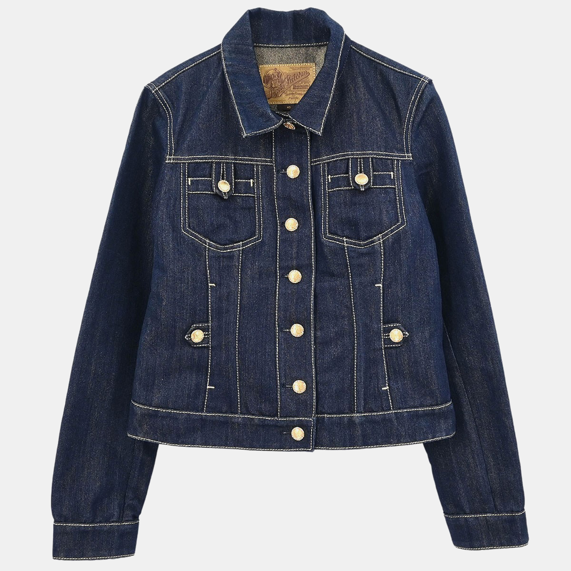 Pre-owned Louis Vuitton Denim Jacket Navy #40 In Blue