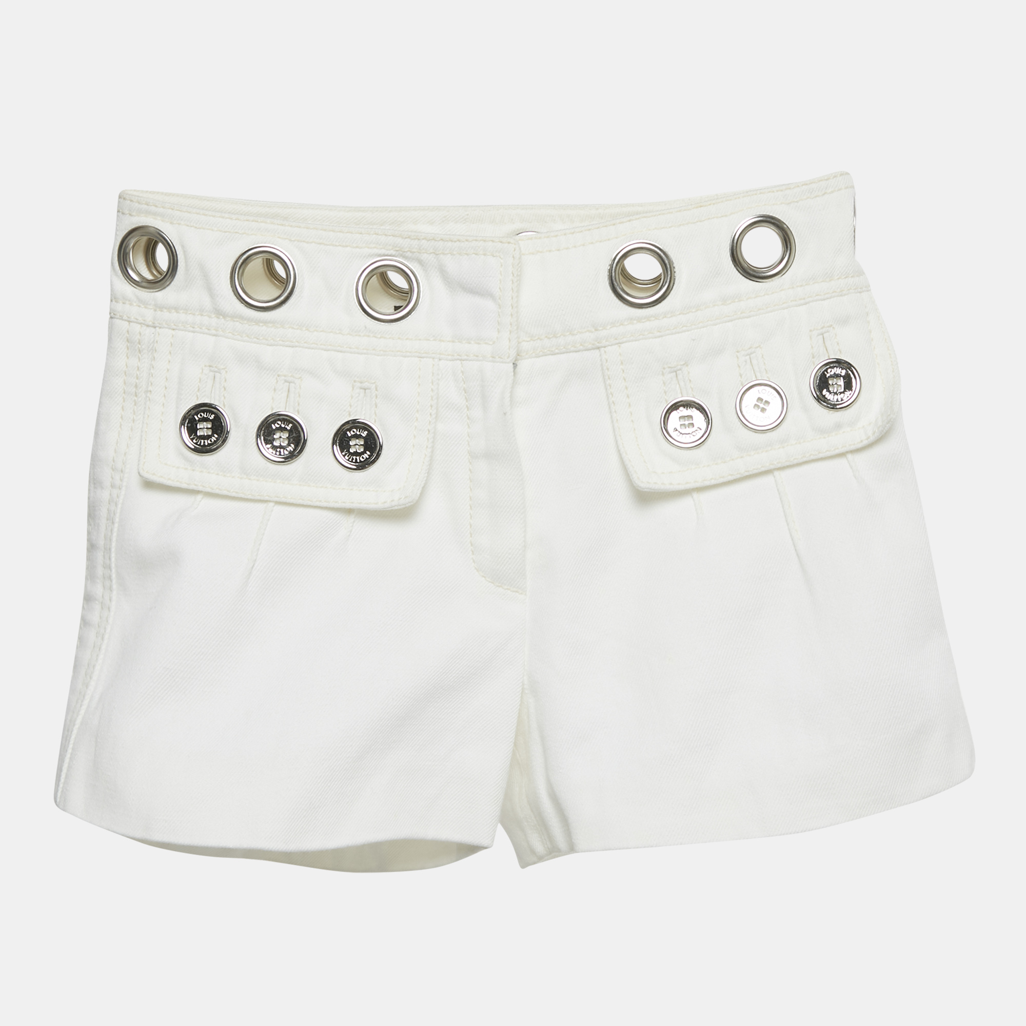 

Louis Vuitton White Denim Grommet Detail Short S Waist 25"