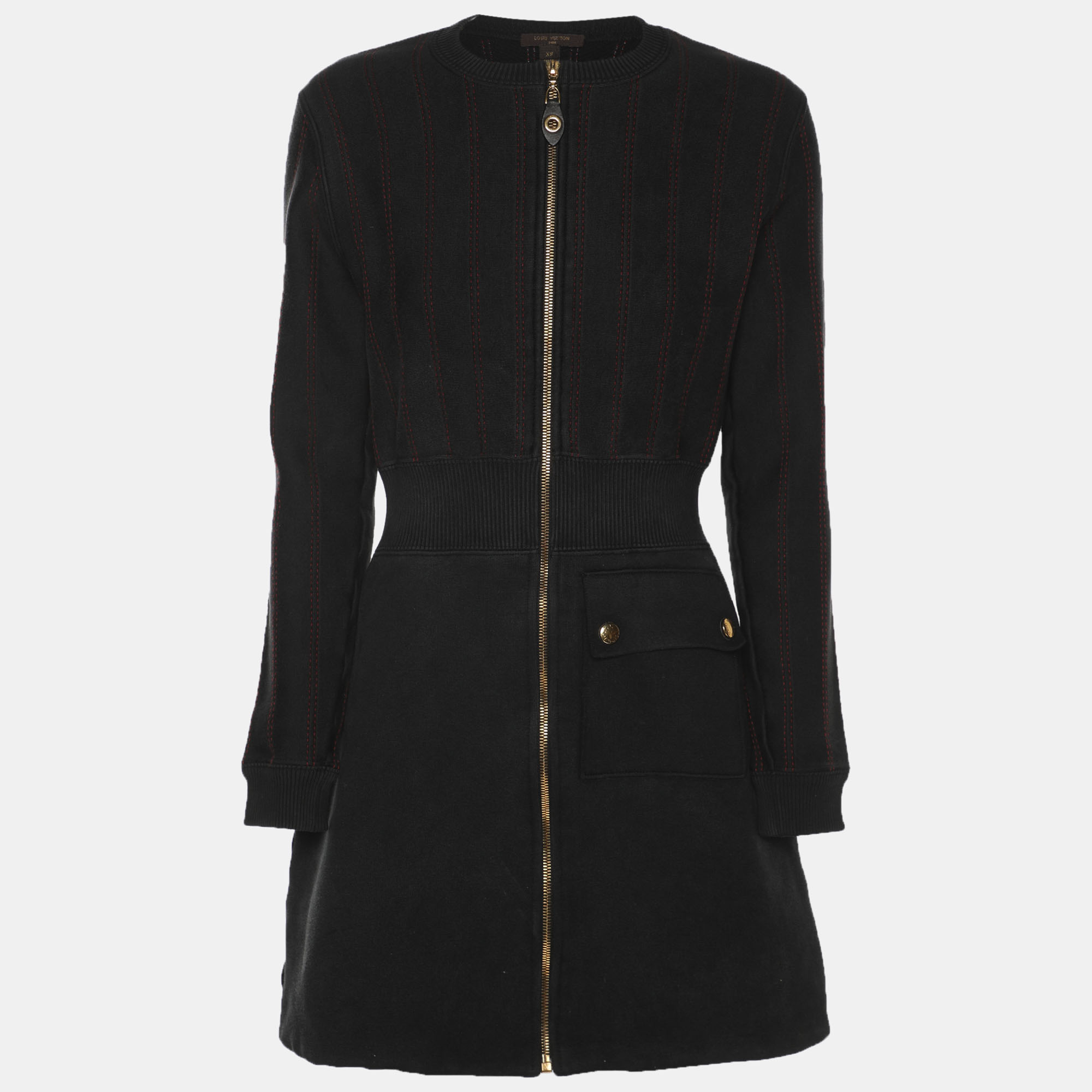 Click to view more detailed imagery on our partner's website Pre-owned Louis Vuitton Black Jersey Zip-up Mini Dress Xs