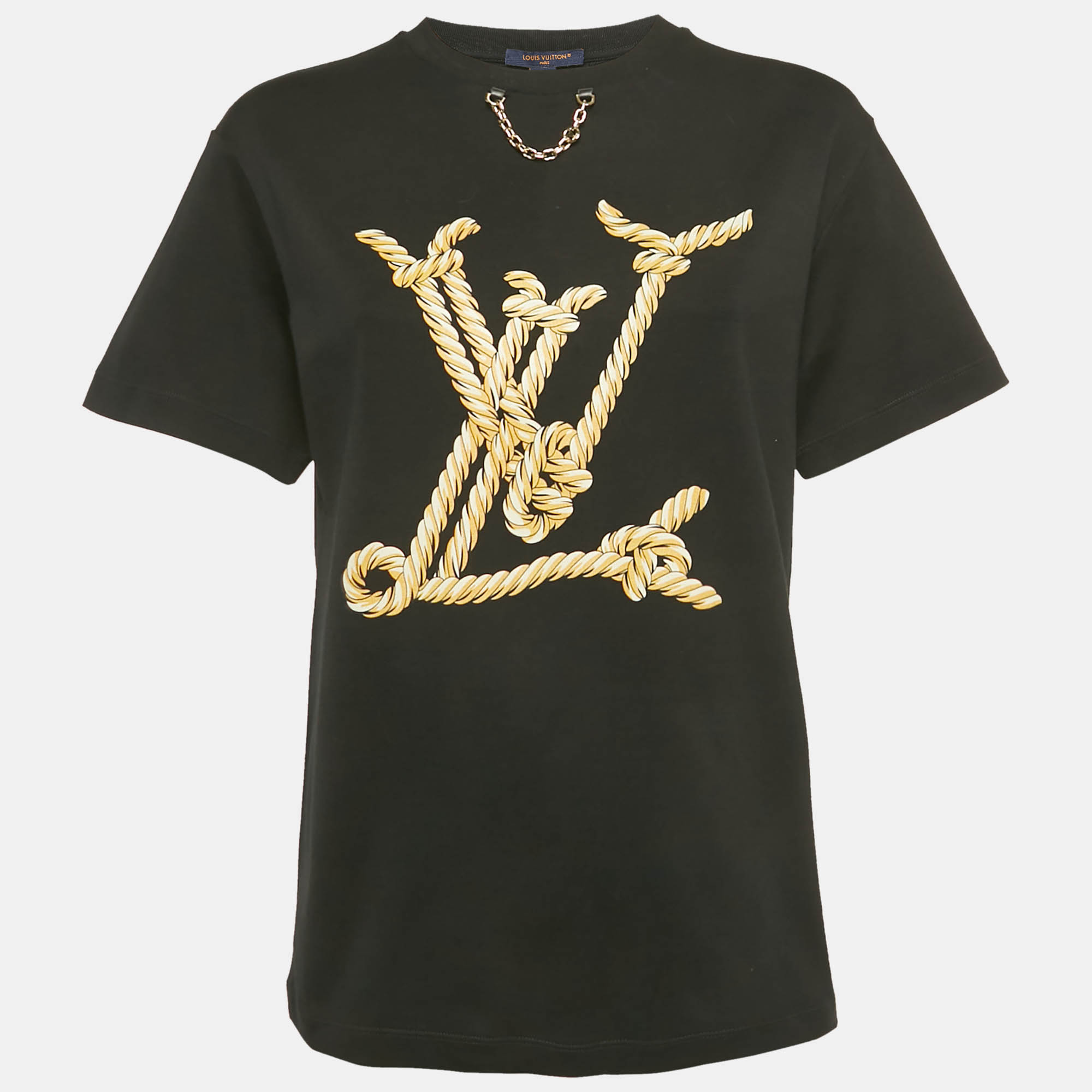 

Louis Vuitton Black Nautical LV Cotton Crew Neck T-Shirt M