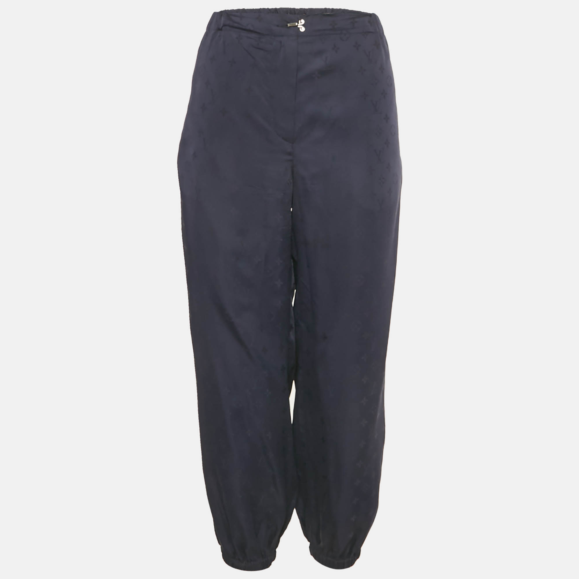 

Louis Vuitton Blue Monogram Satin Trousers M