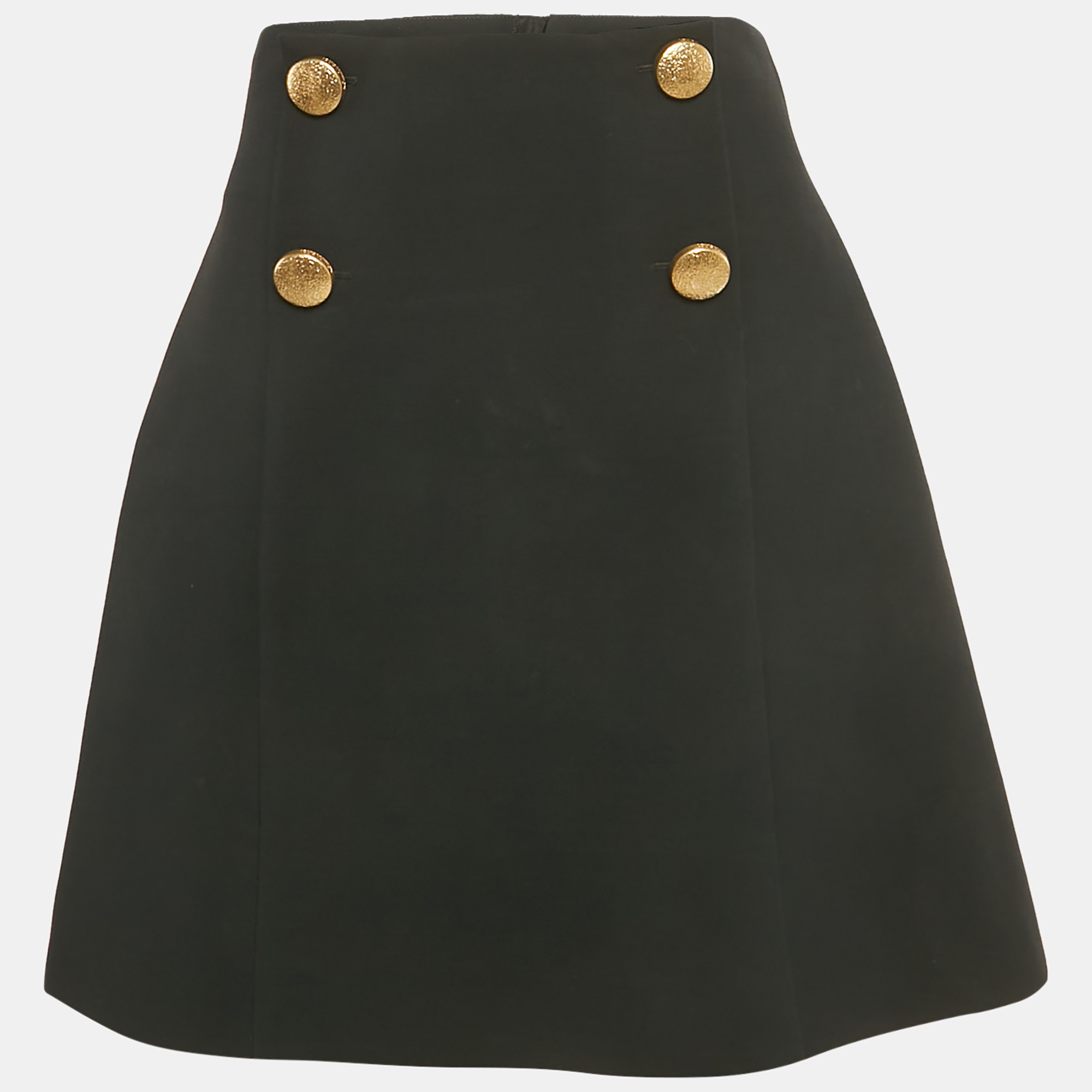 

Louis Vuitton Black Wool Button Detail Mini Skirt L