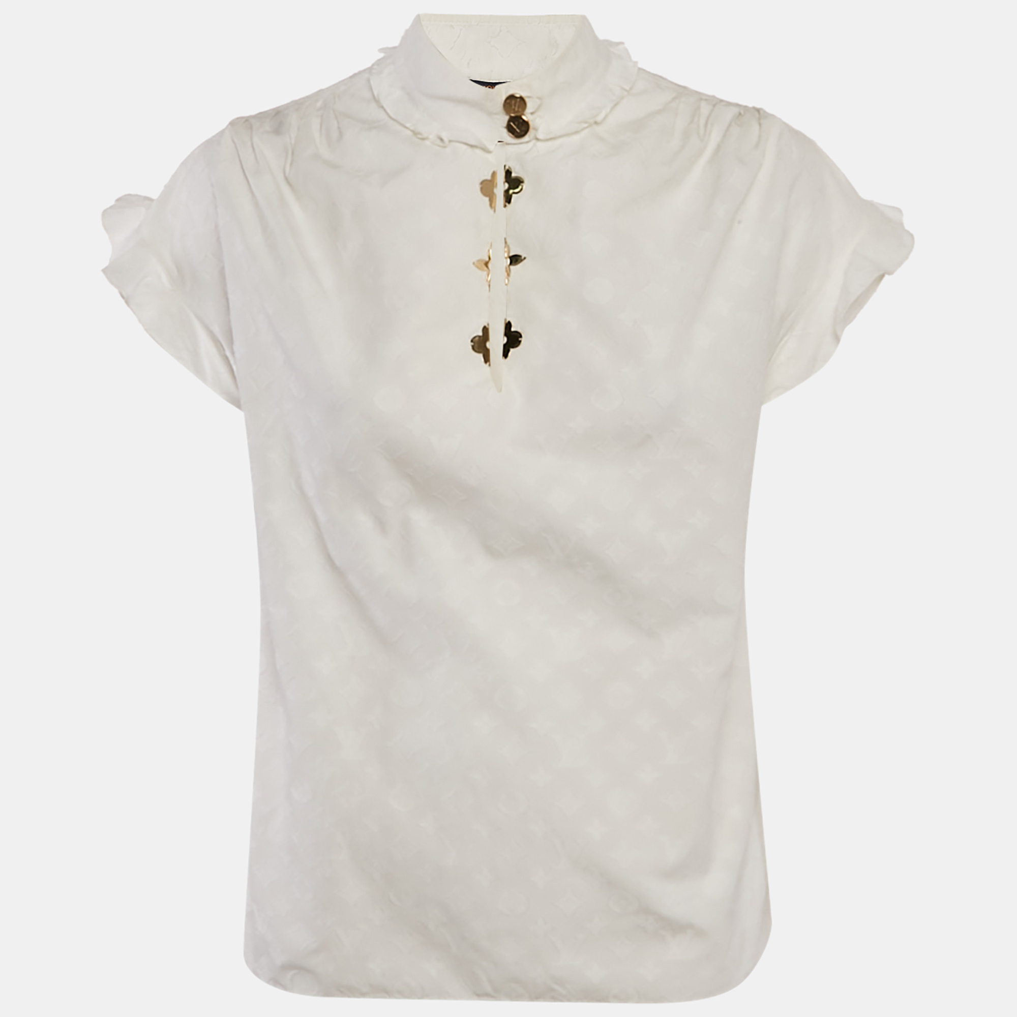 

Louis Vuitton White Monogram Fil Coupe Metal Accent Top S