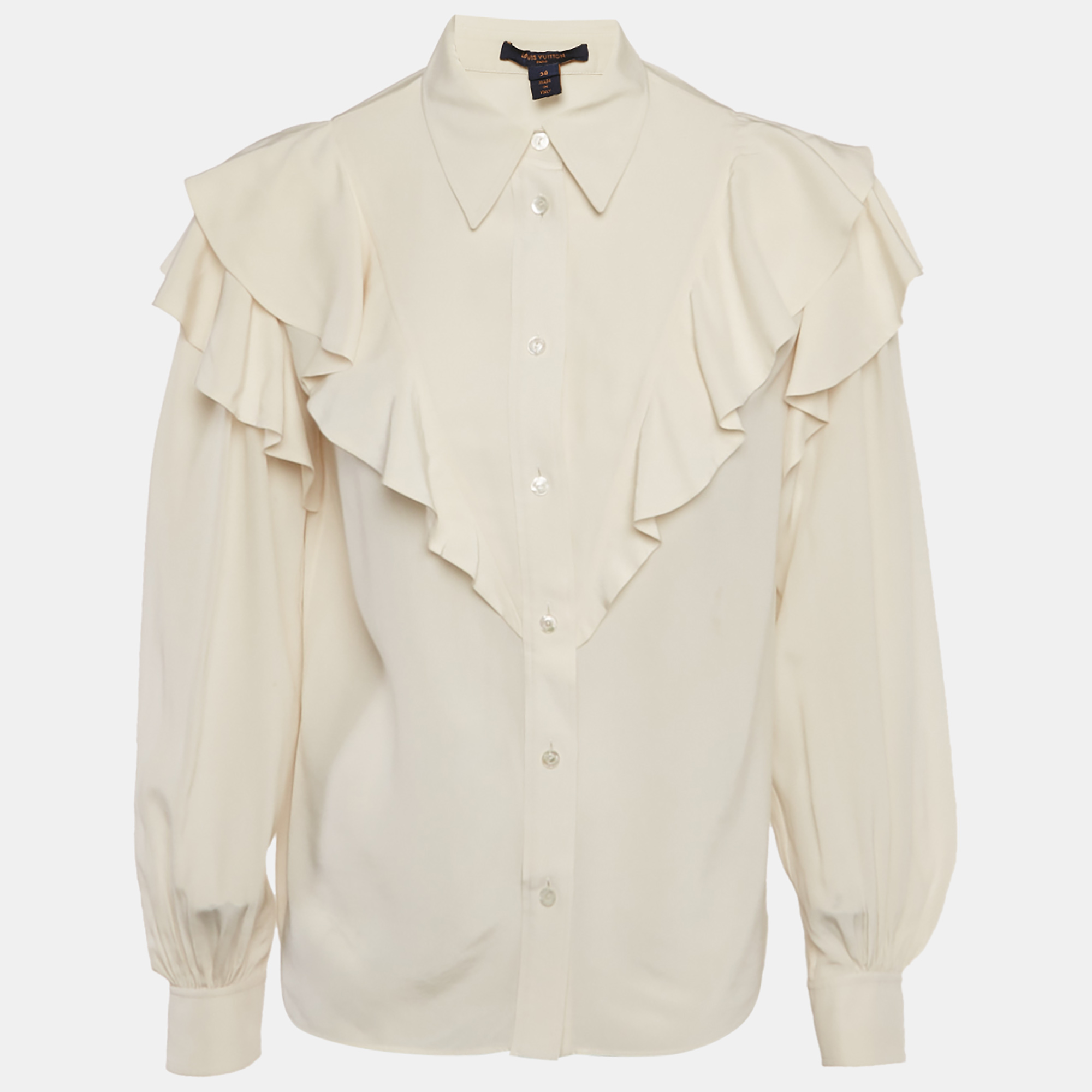 

Louis Vuitton Cream Silk Ruffled Shirt M