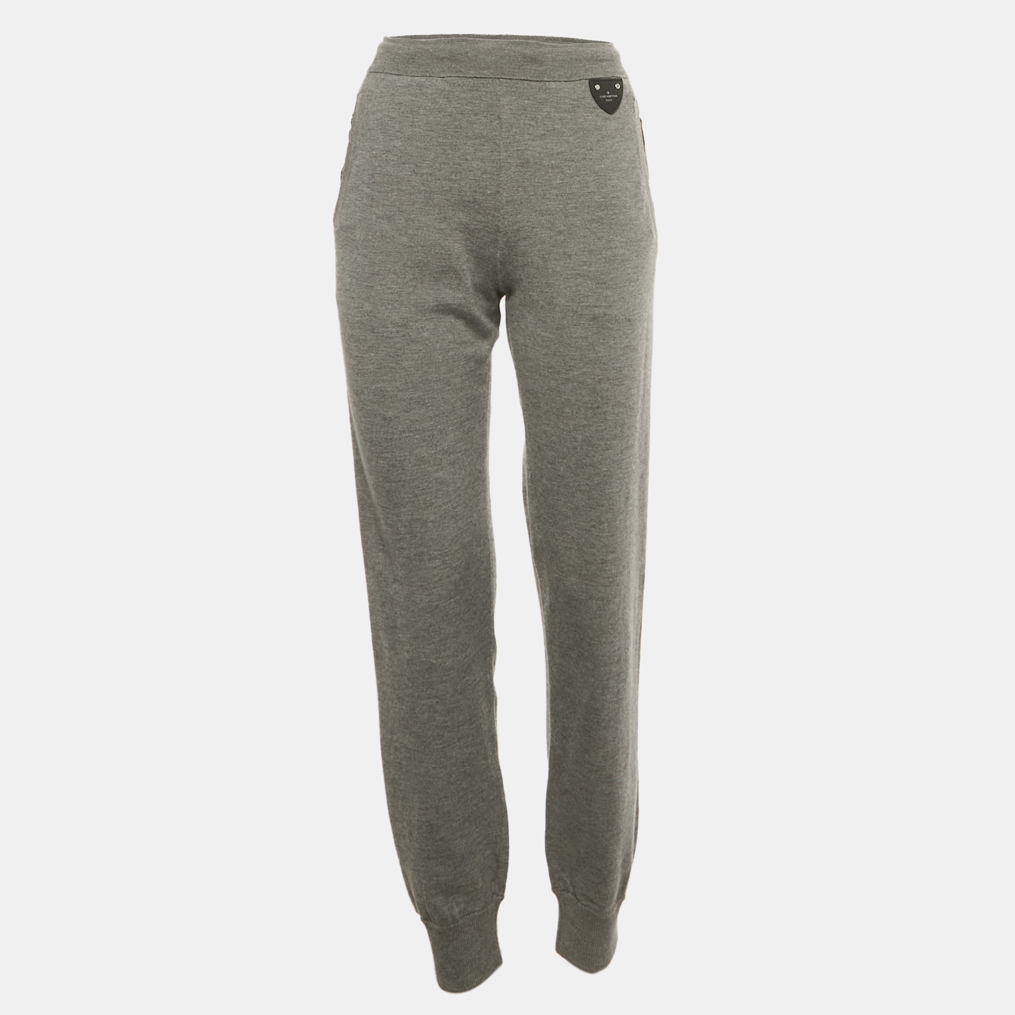 Pre-owned Louis Vuitton Grey Cashmere Jogger Pants M In Gray