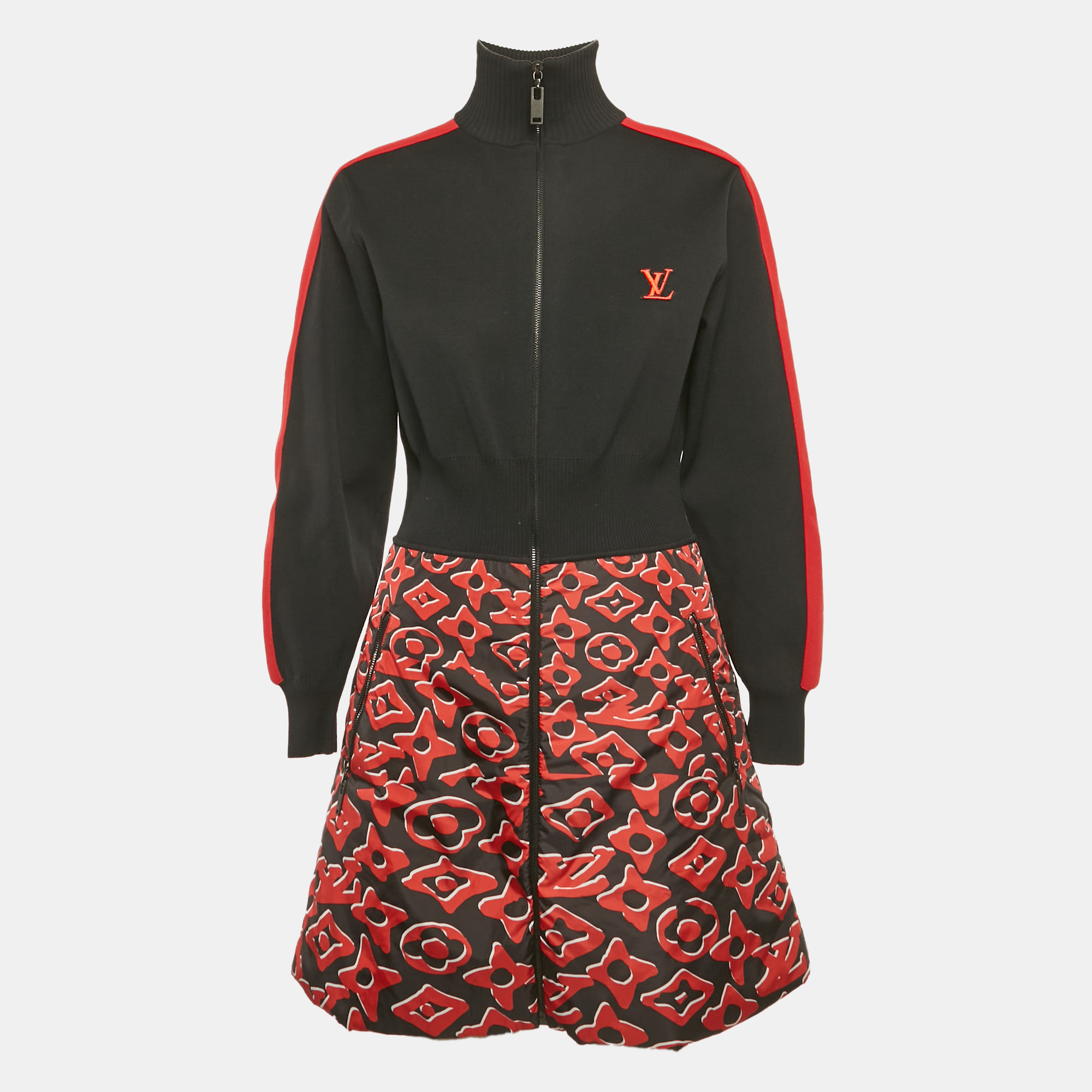 

Louis Vuitton x Urs Fischer Black/Red Printed Nylon and Jersey Short Dress L