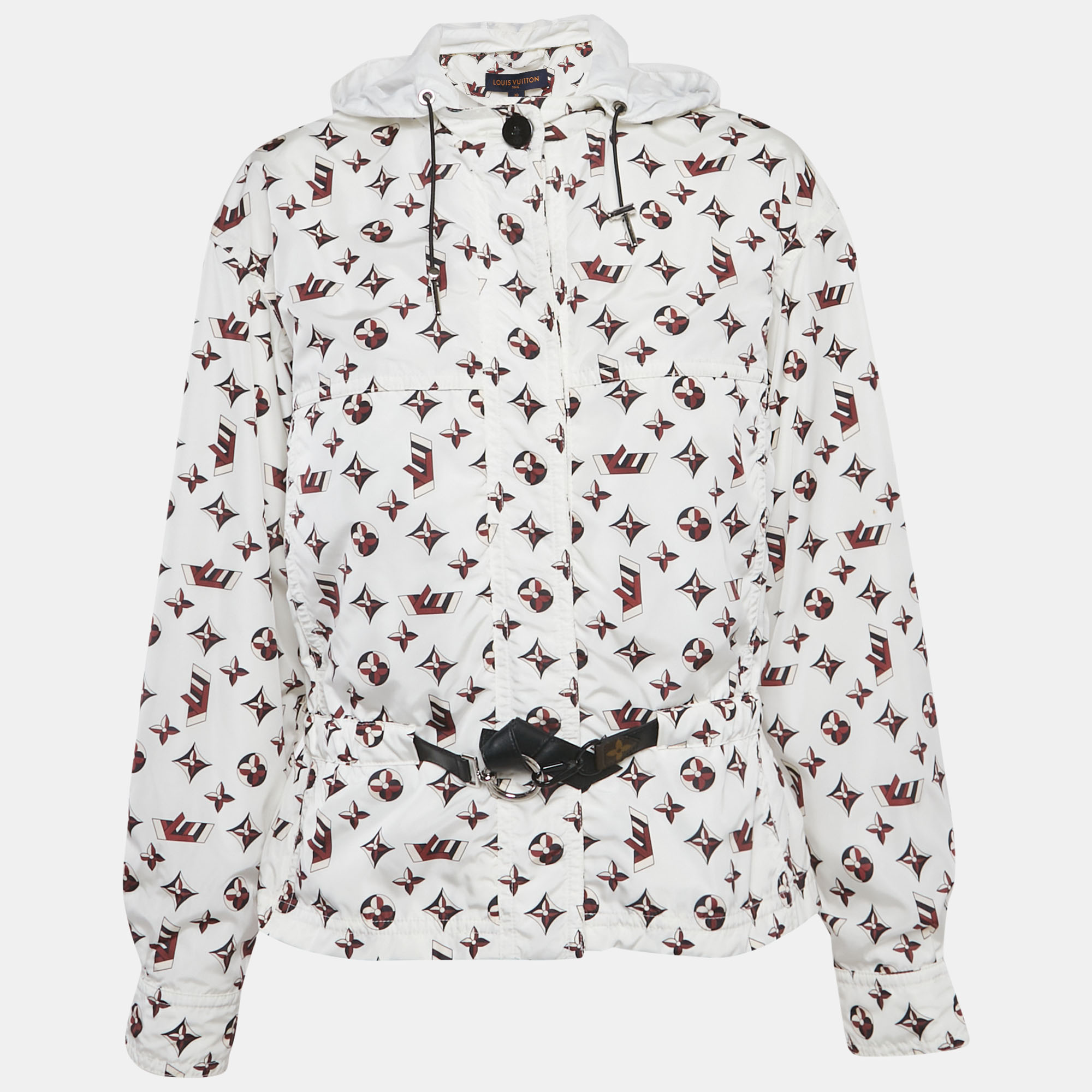 

Louis Vuitton White Monogram Print Nylon Detachable Hood Wind Breaker M