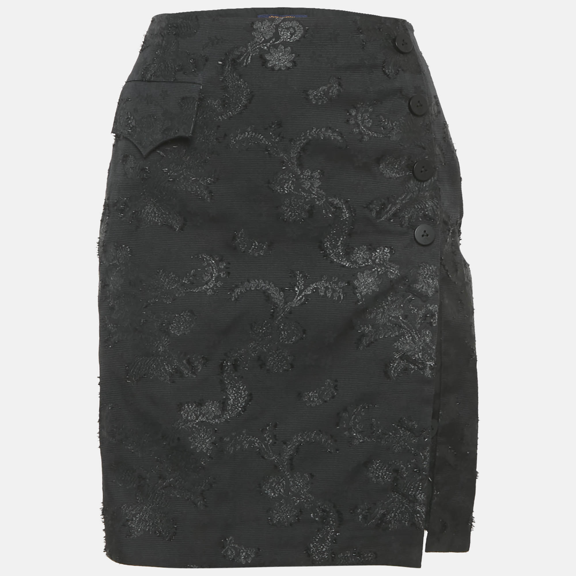 

Louis Vuitton Black Floral Jacquard Skirt M