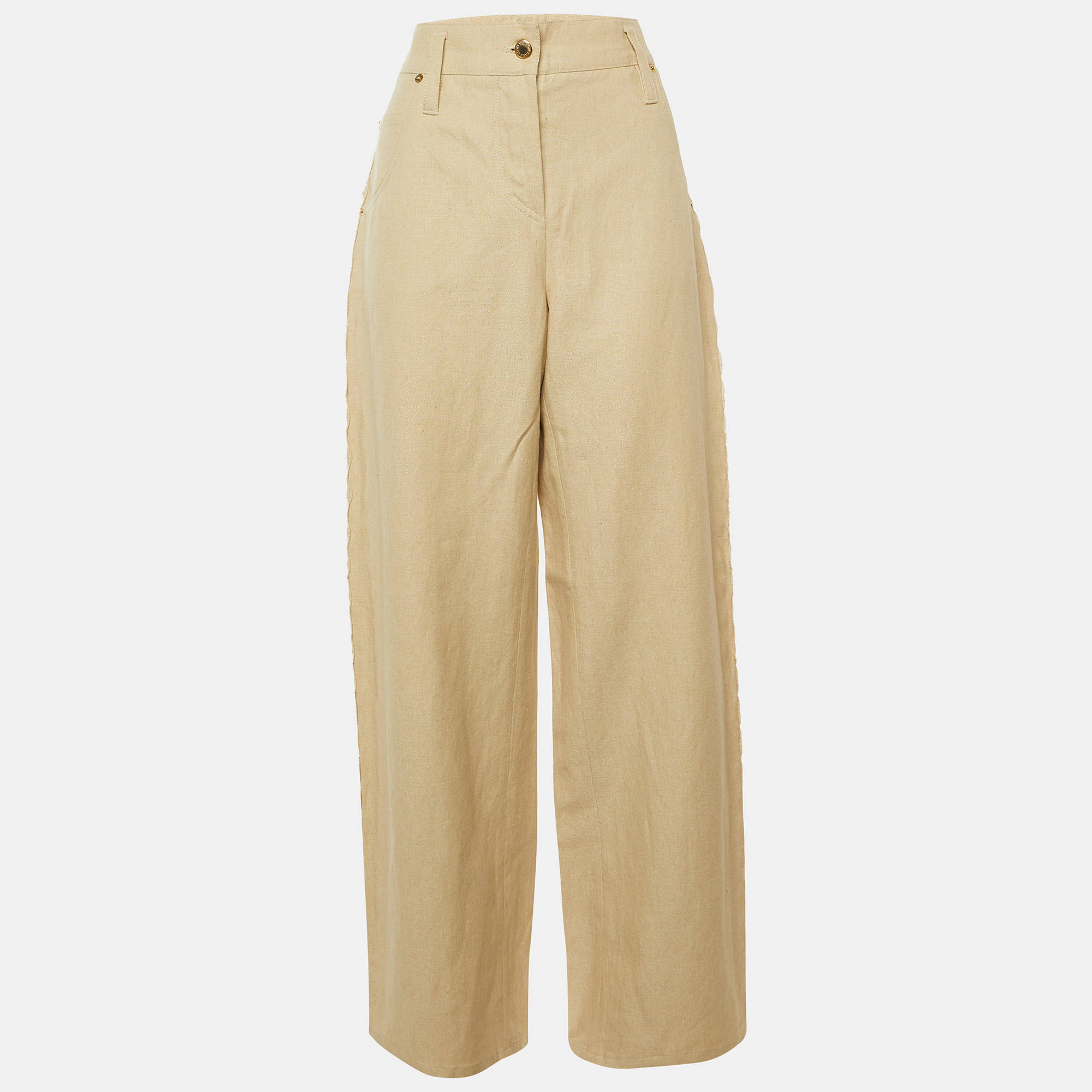 

Louis Vuitton Beige Cotton & Linen Blend Braided Detail Trousers L
