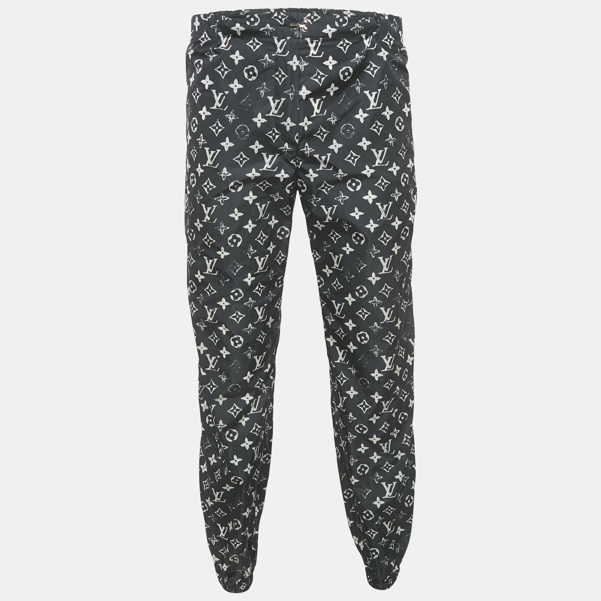 

Louis Vuitton Black Stencil-effect Monogram Nylon Jogging Pants M
