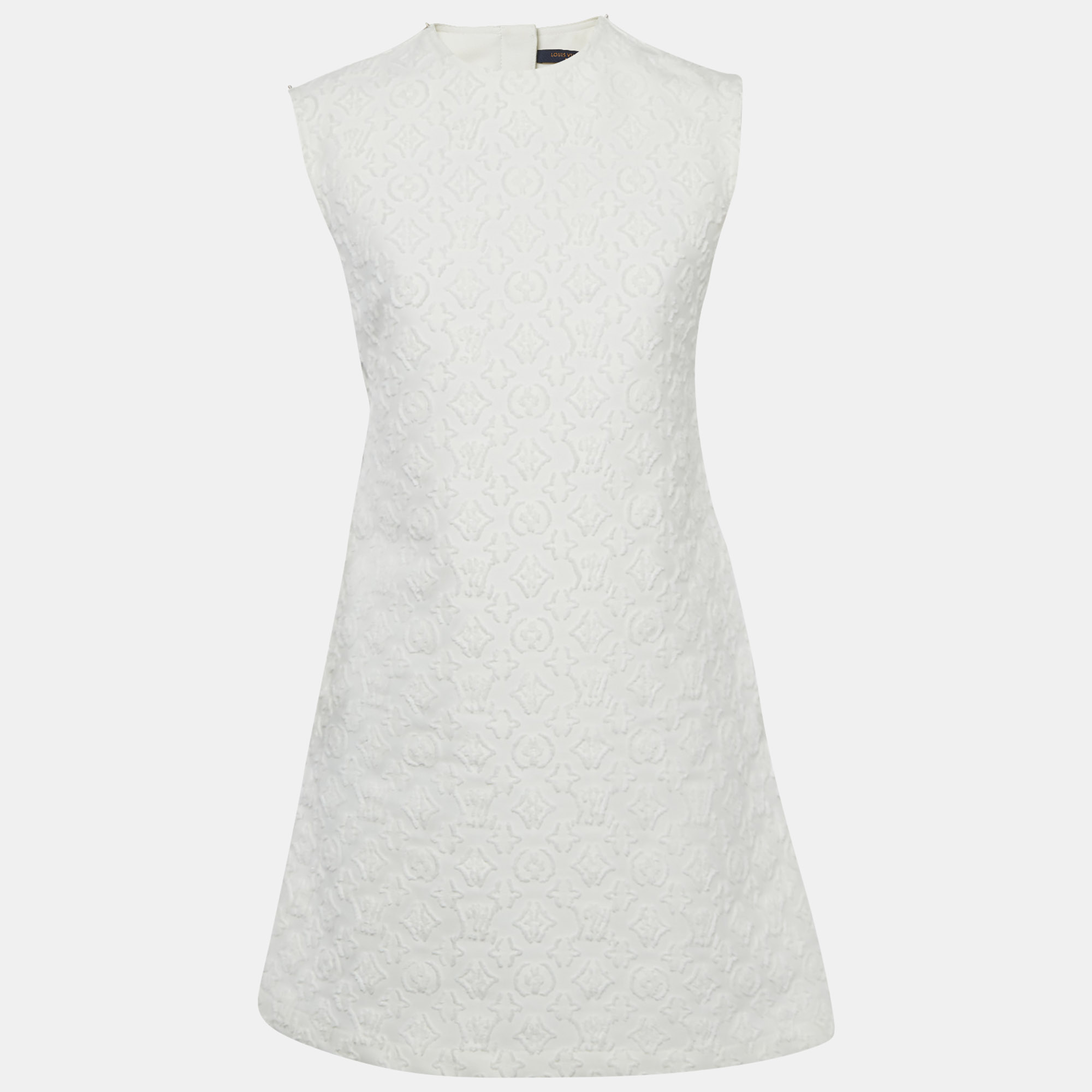 

Louis Vuitton White Monogram Fil Coupé Denim Dress S