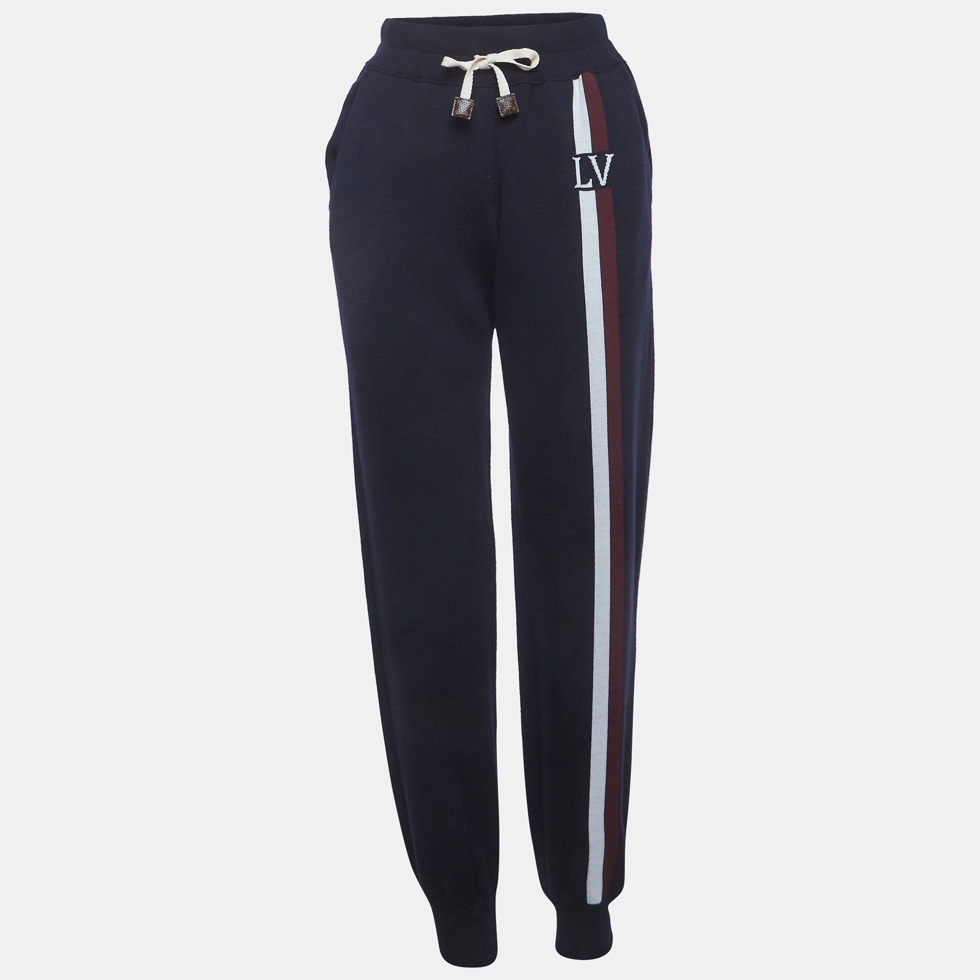 

Louis Vuitton Navy Blue Striped Cotton Joggers M