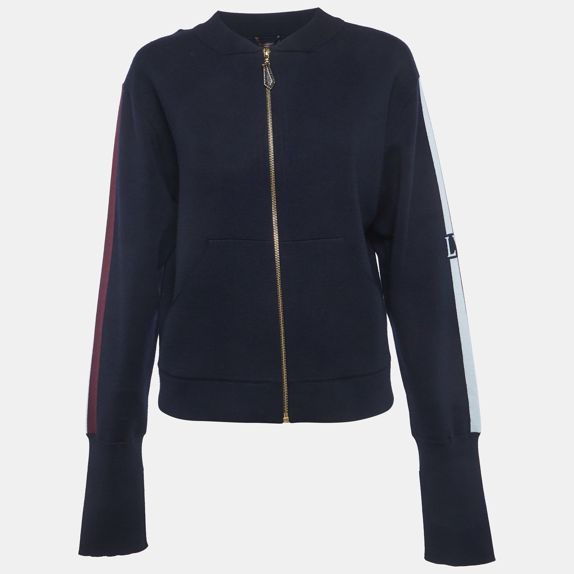 

Louis Vuitton Navy Blue Cashmere Knit Zip-Up Jacket S