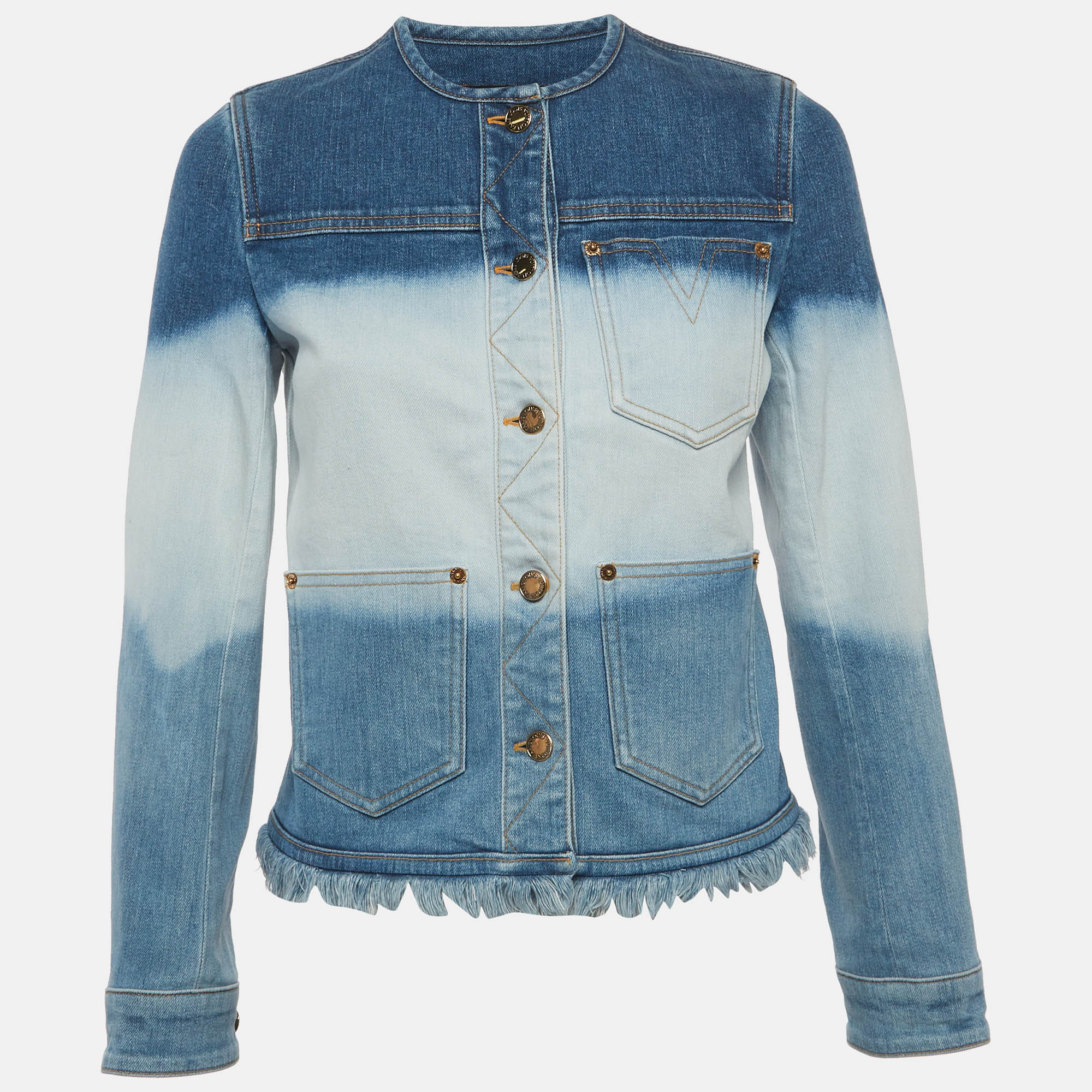

Louis Vuitton Blue Tie Dye Denim Raw-Edge Jacket S