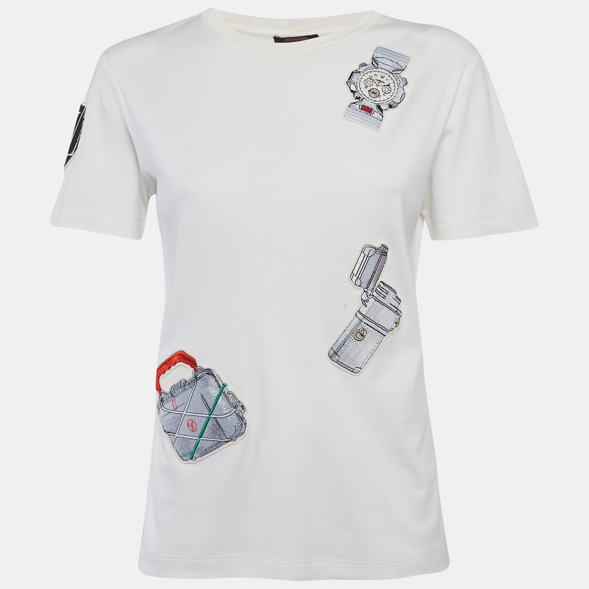 

Louis Vuitton White Jersey Applique T-Shirt XS