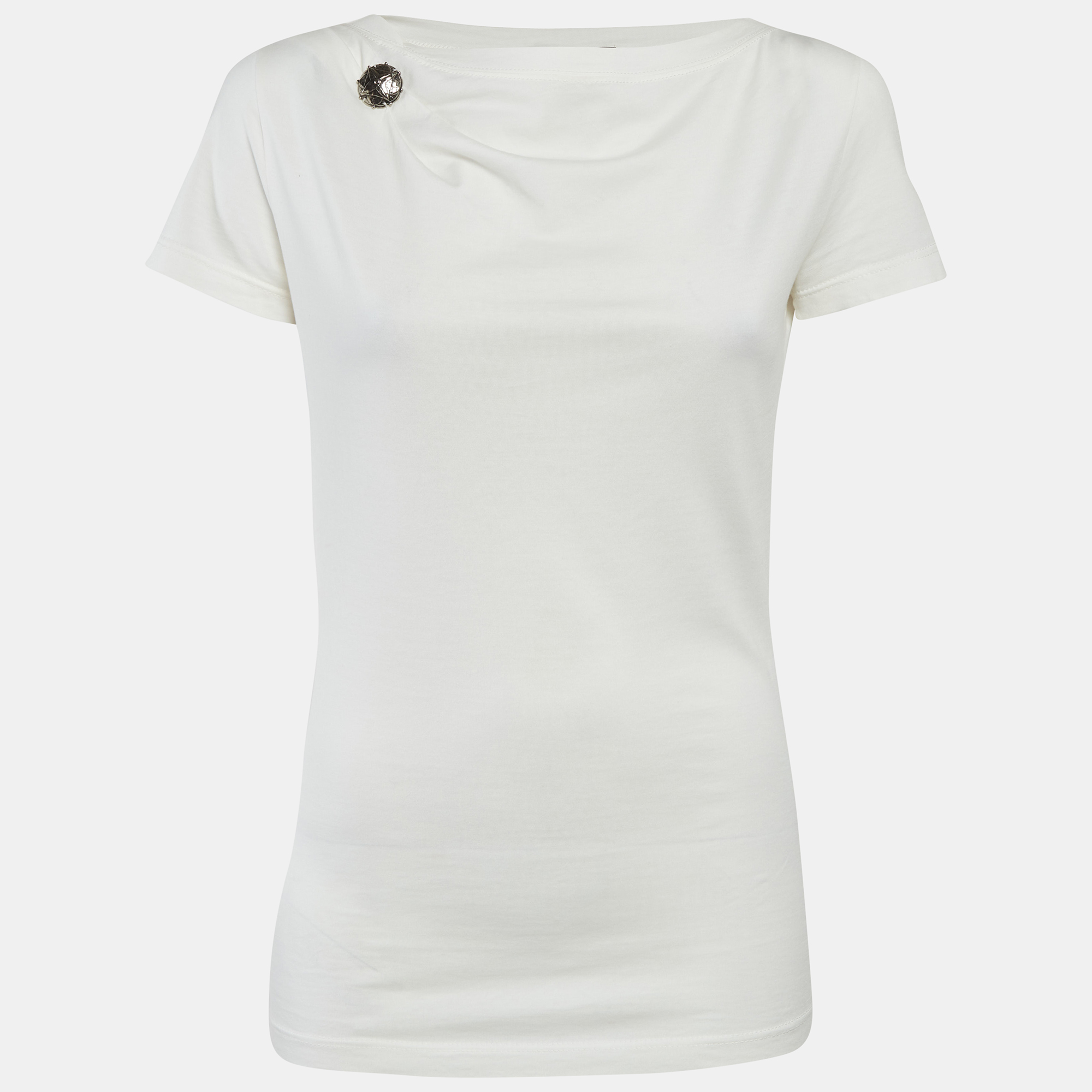 

Louis Vuitton White Jersey Cap Sleeve T-Shirt XS
