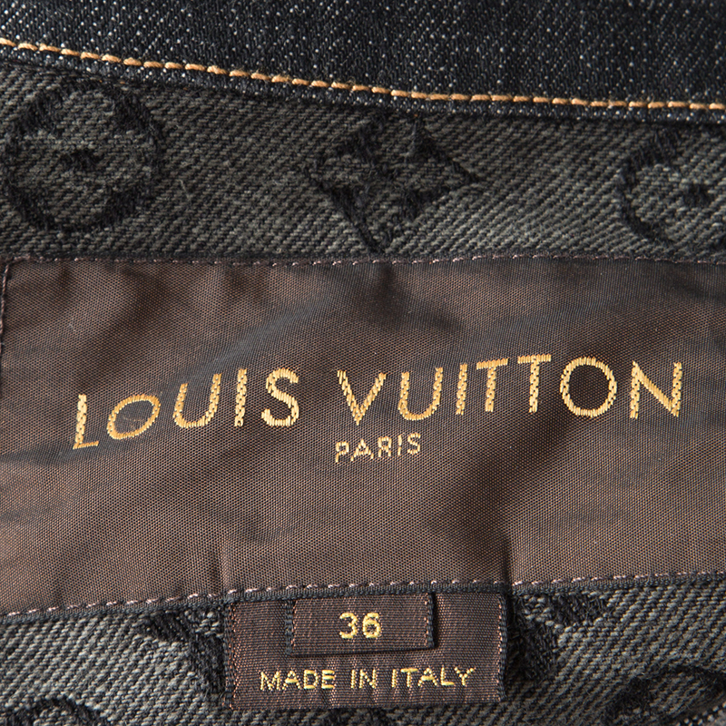 Louis Vuitton Black Monogram Shoulder Patch Detail Denim Jacket S Louis  Vuitton | The Luxury Closet