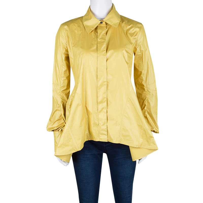 

Louis Vuitton Yellow Top Stitch Detail Long Sleeve Asymmetric Shirt