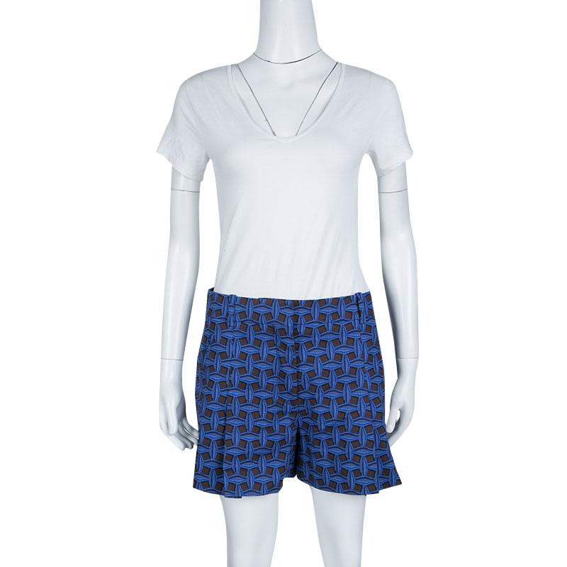 

Louis Vuitton Blue and Black Printed Denim Pleated Shorts