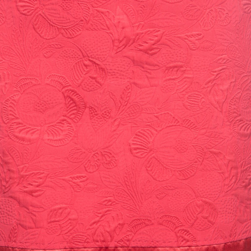 Louis Vuitton Pink Cotton Silk Floral Embossed Jacquard Skirt M