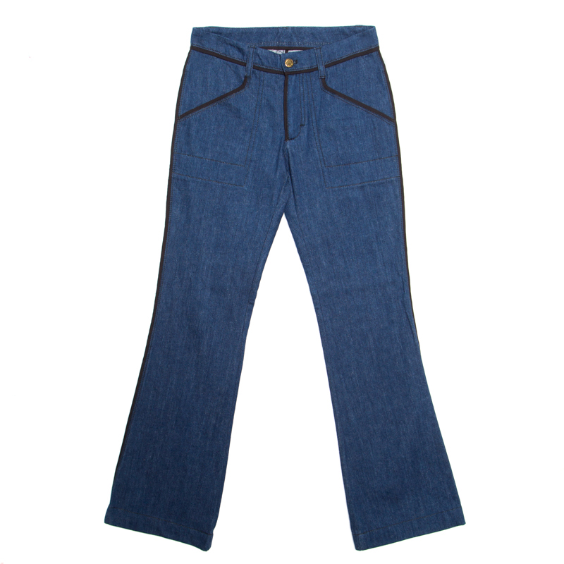 Louis Vuitton Indigo Dark Wash Contrast Piping Boot Cut Denim Jeans S ...