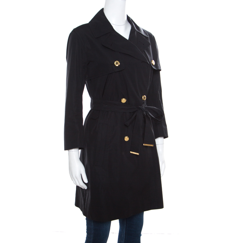 Louis Vuitton Black Cotton Detachable Sleeve Detail Belted Trench Coat  Dress S