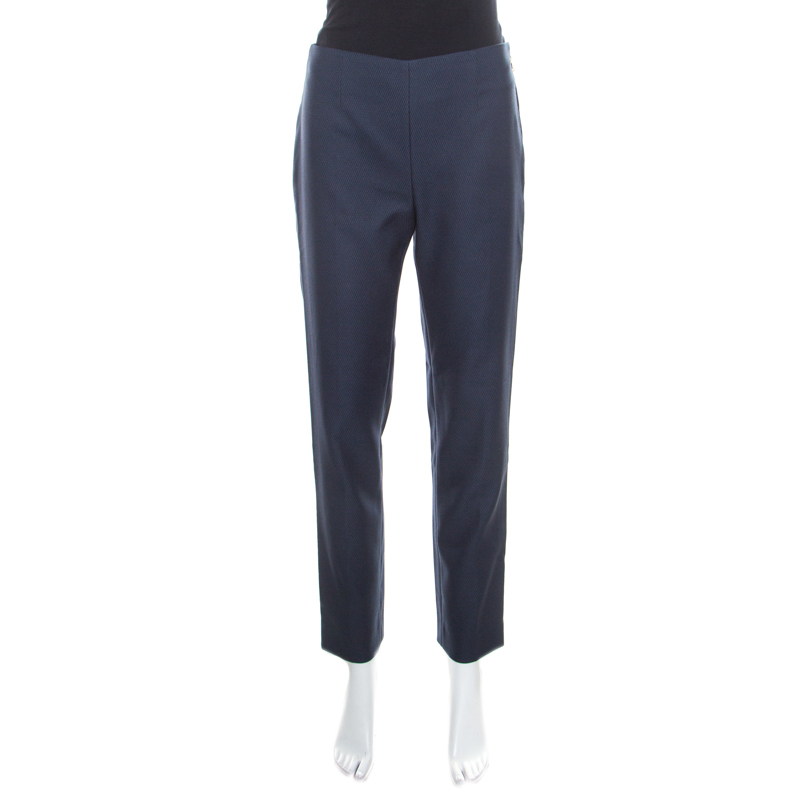 Louis Vuitton Black and Blue Patterened Jacquard Tailored Pants M
