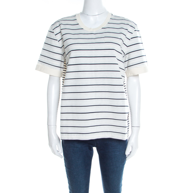 Louis Vuitton White and Navy Blue Striped Jersey Short Sleeve T-Shirt XL Louis Vuitton | TLC