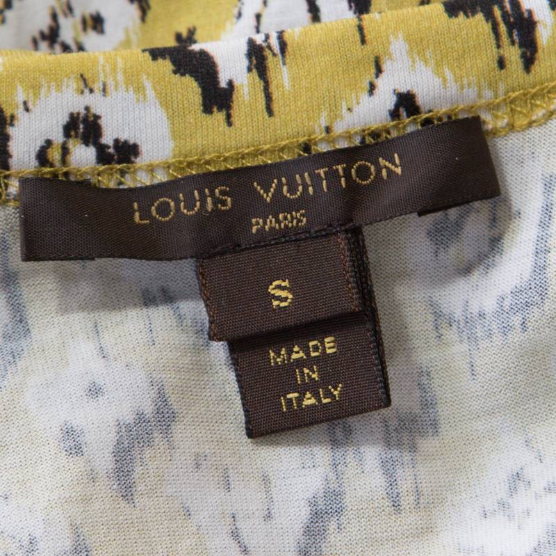 Louis Vuitton Yellow Monogram Print Cotton Ruche Detail Mini Dress